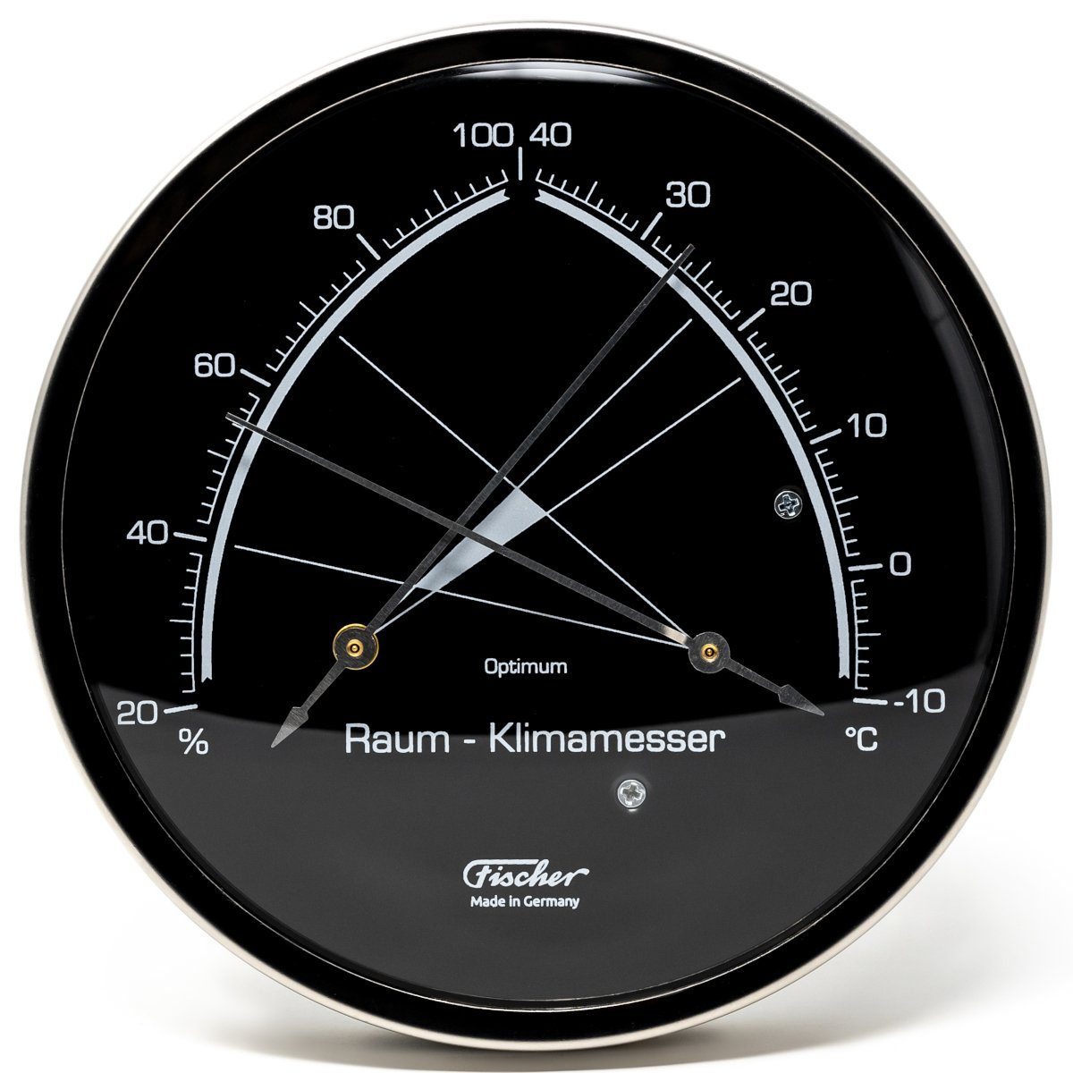 Fischer Barometer Raum-Klimamesser Edelstahl, Innen - Farbwahl Innenwetterstation