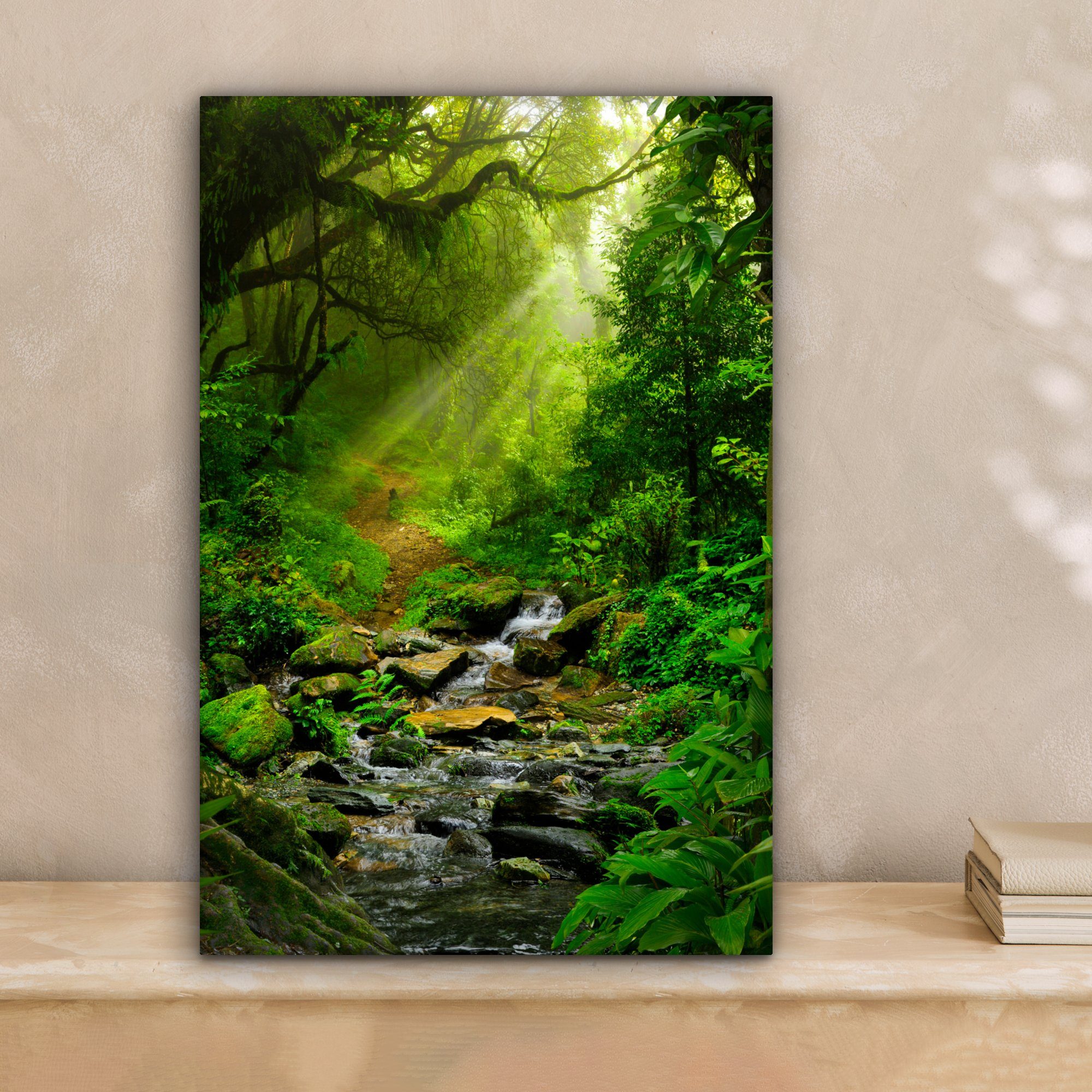 OneMillionCanvasses® Leinwandbild Dschungel - Wasser - Laub - Sonne - Natur günstig online kaufen