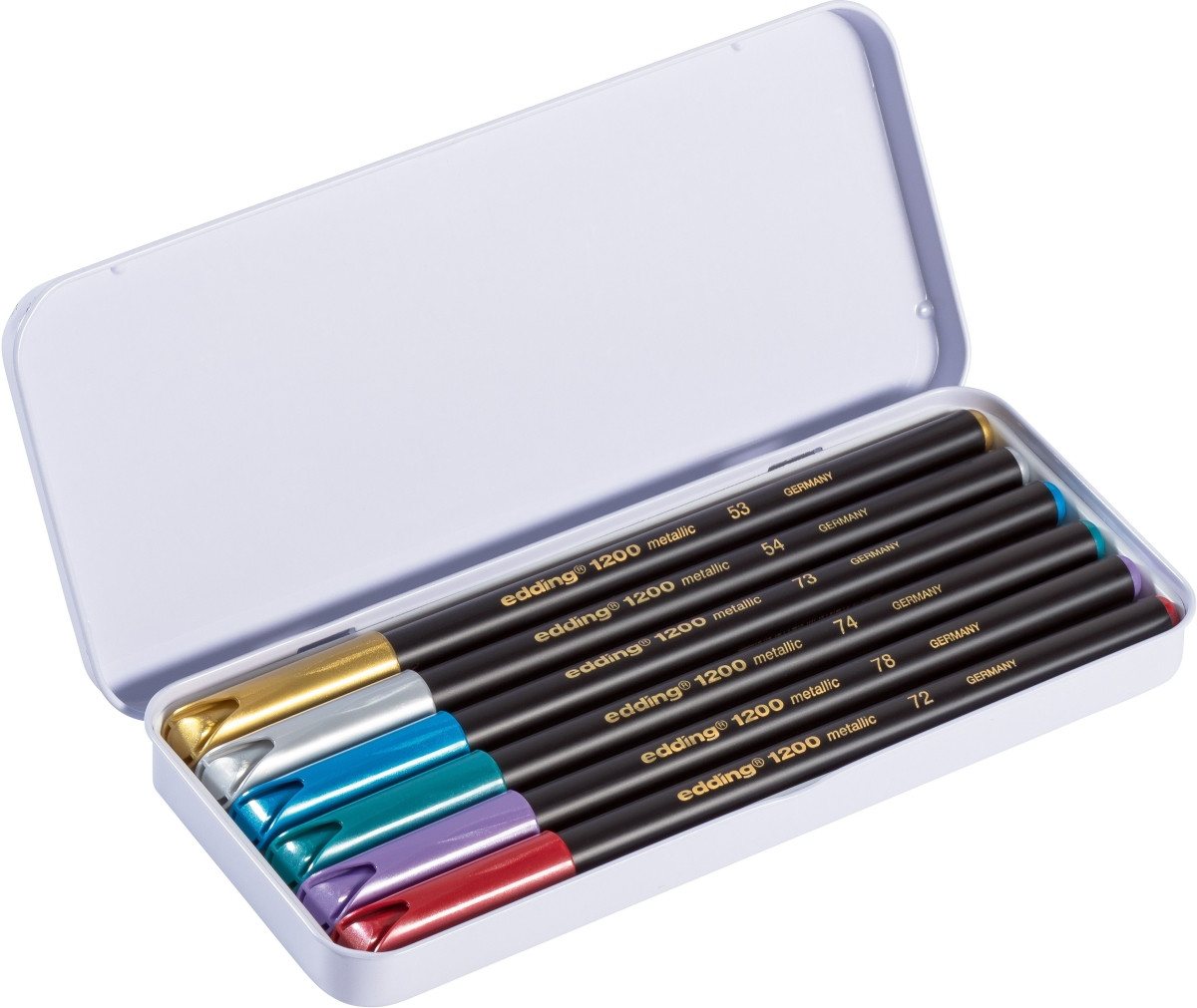Thumbnail - edding Filzstift Fasermaler edding 1200 colourpen 1mm metallic VE=6 Farben Blechschach.