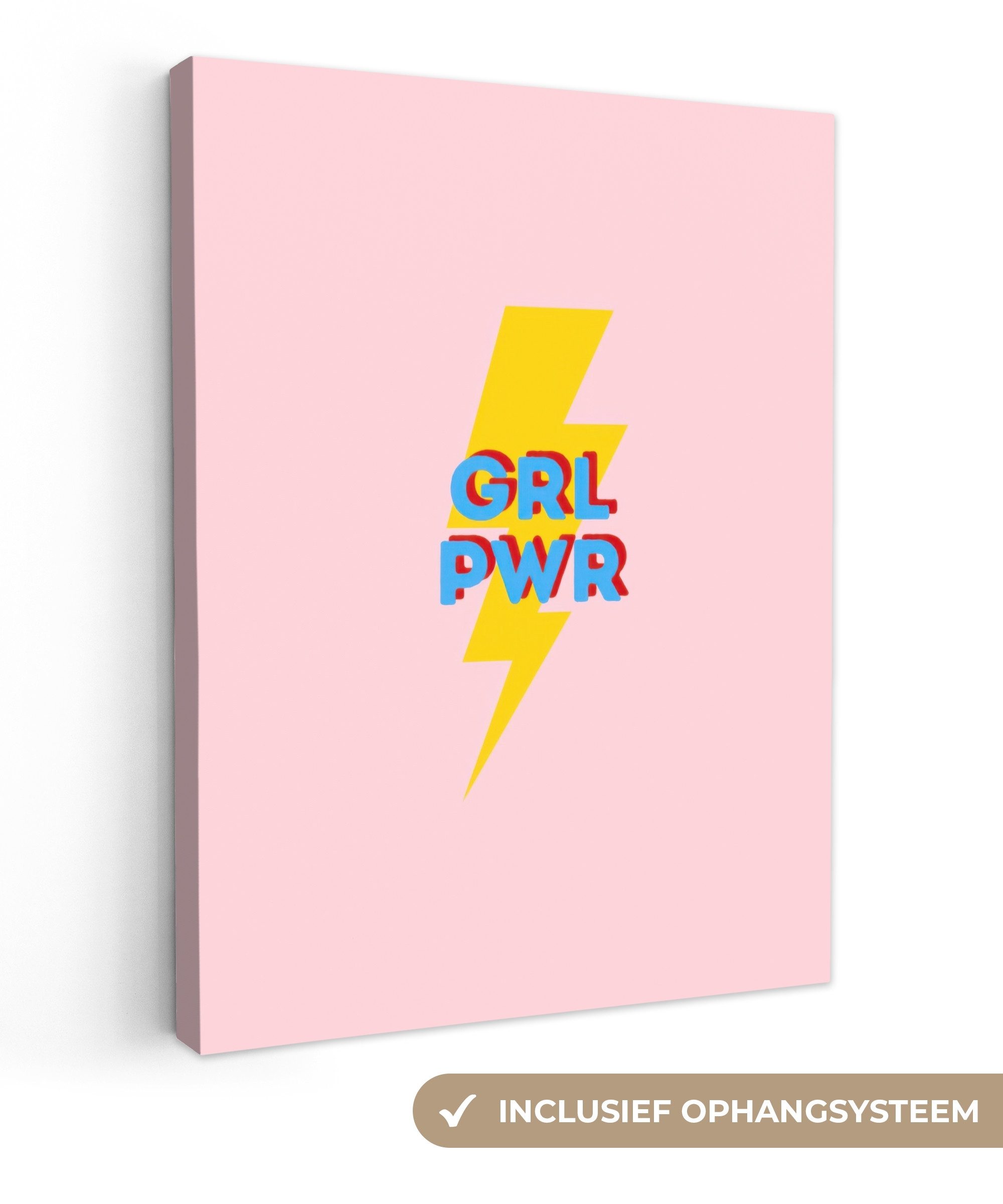 OneMillionCanvasses® Leinwandbild Grl pwr - Blitz - Rosa, Fotodruck (1 St), Leinwand Bilder für Wohnzimmer Schlafzimmer 60x80 cm
