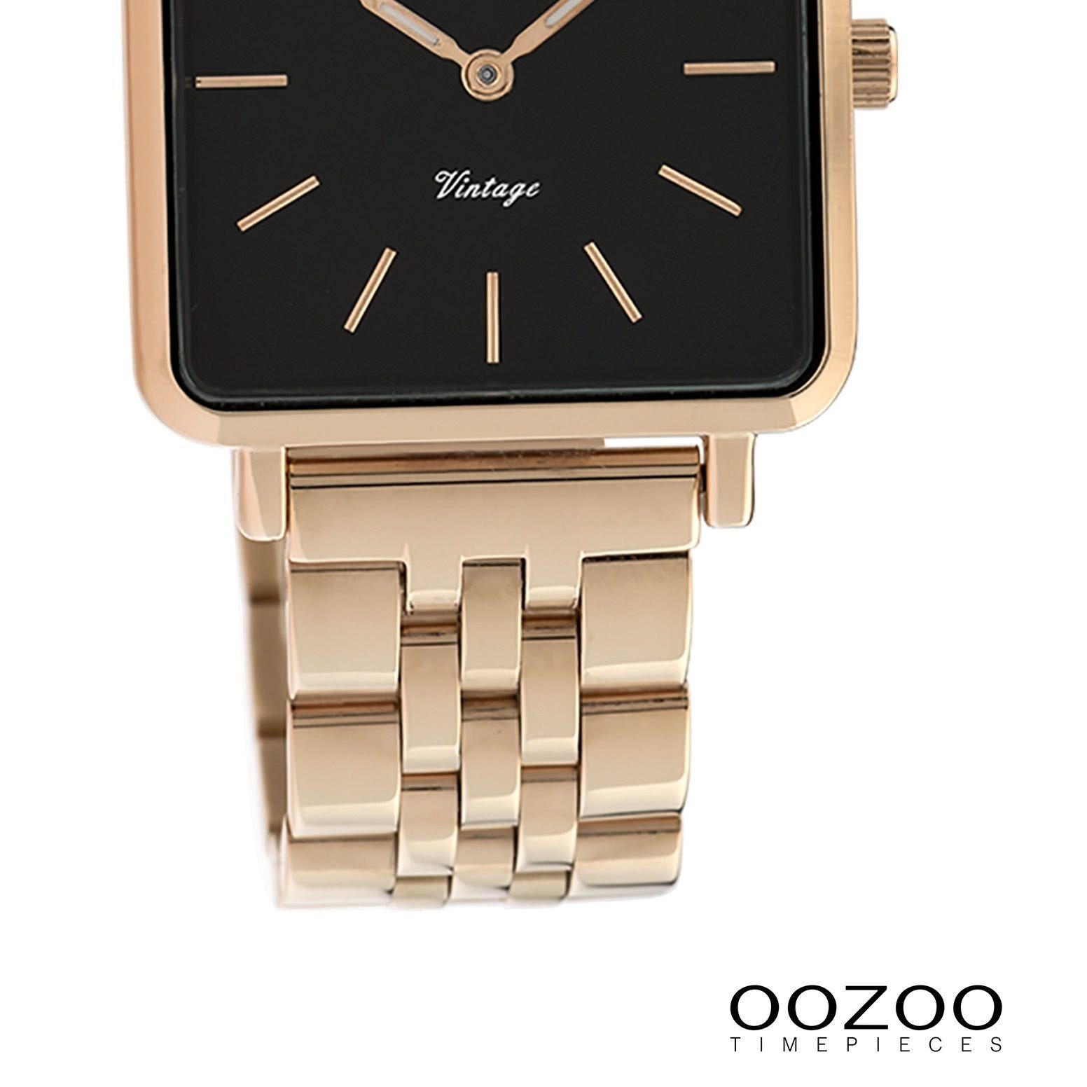 OOZOO Quarzuhr Oozoo Damen Armbanduhr Timepieces Analog, Damenuhr quadrat,  extra groß (ca 29x32mm) Metallarmband, Fashion-Style