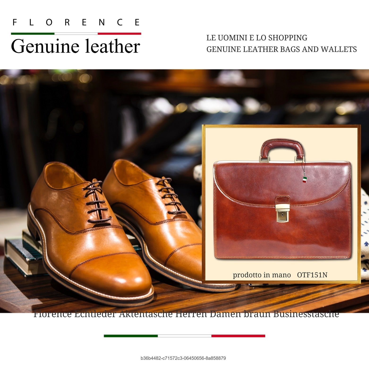FLORENCE Aktentasche Florence Herren Echtleder Aktentasche (Umhängetasche, Umhängetasche), Herren, Damen Tasche Echtleder braun, Made-In Italy