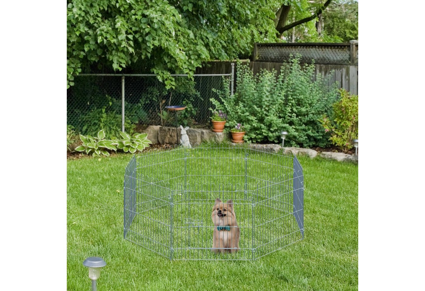 Thumbnail - PawHut Freigehege Freilaufgehege Laufstall Welpengitter 4 Größe, für Tiere, Silber