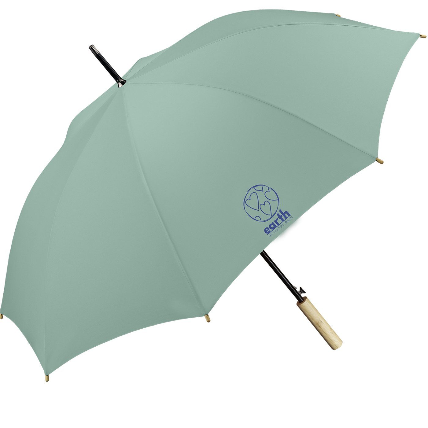 Earth die etwas tun HAPPY mit nachhaltiger für Umwelt geschützt - gut Schirm türkis Langregenschirm Auf-Automatik, RAIN