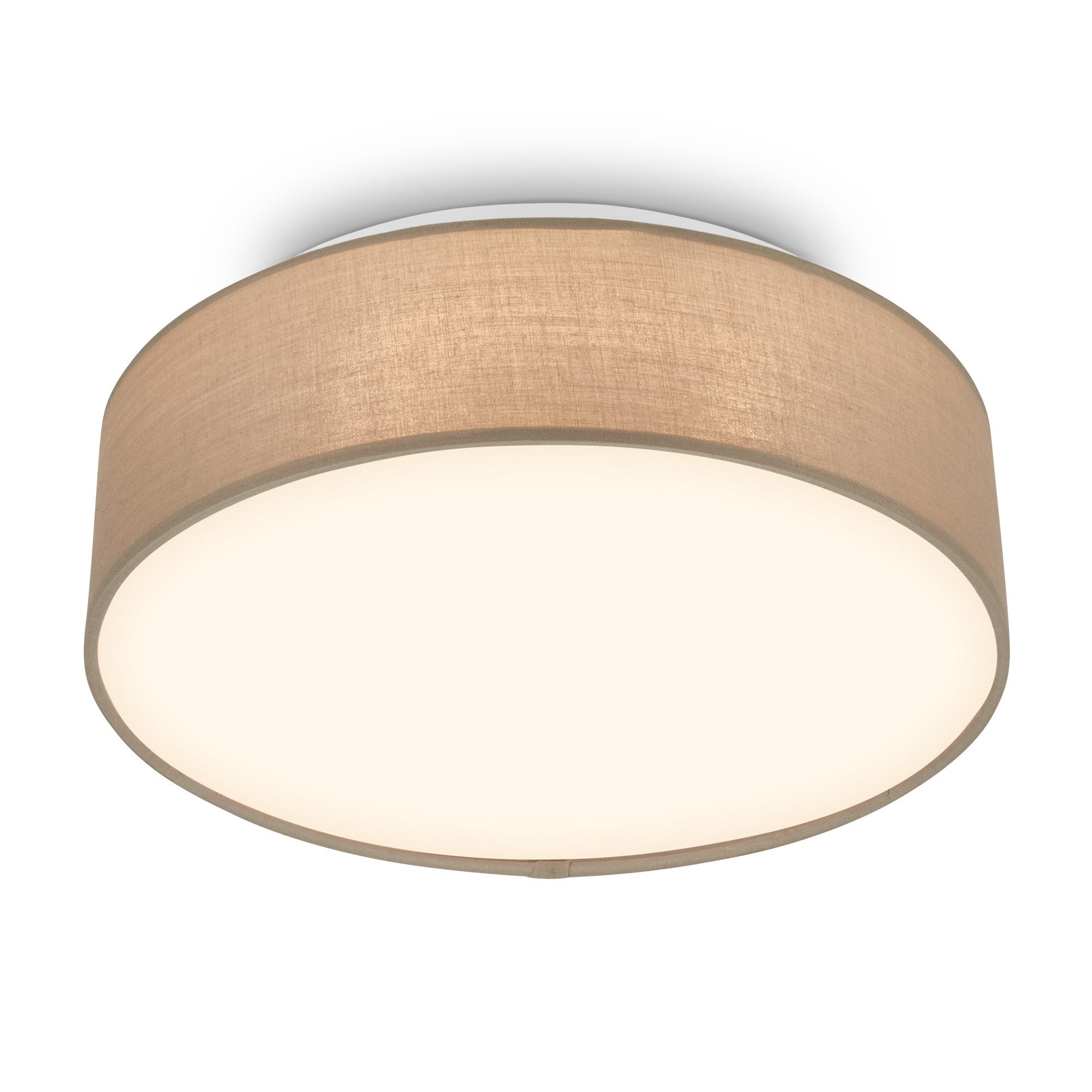 Briloner Leuchten LED Deckenleuchte Stoff-Deckenlampe Textillampe Stoffschirm Wohnzimmer Schlafzimmer, LED fest integriert, 3000K, 30/38x10,5 cm, Wohnzimmer, Schlafzimmer, Flur, Küche