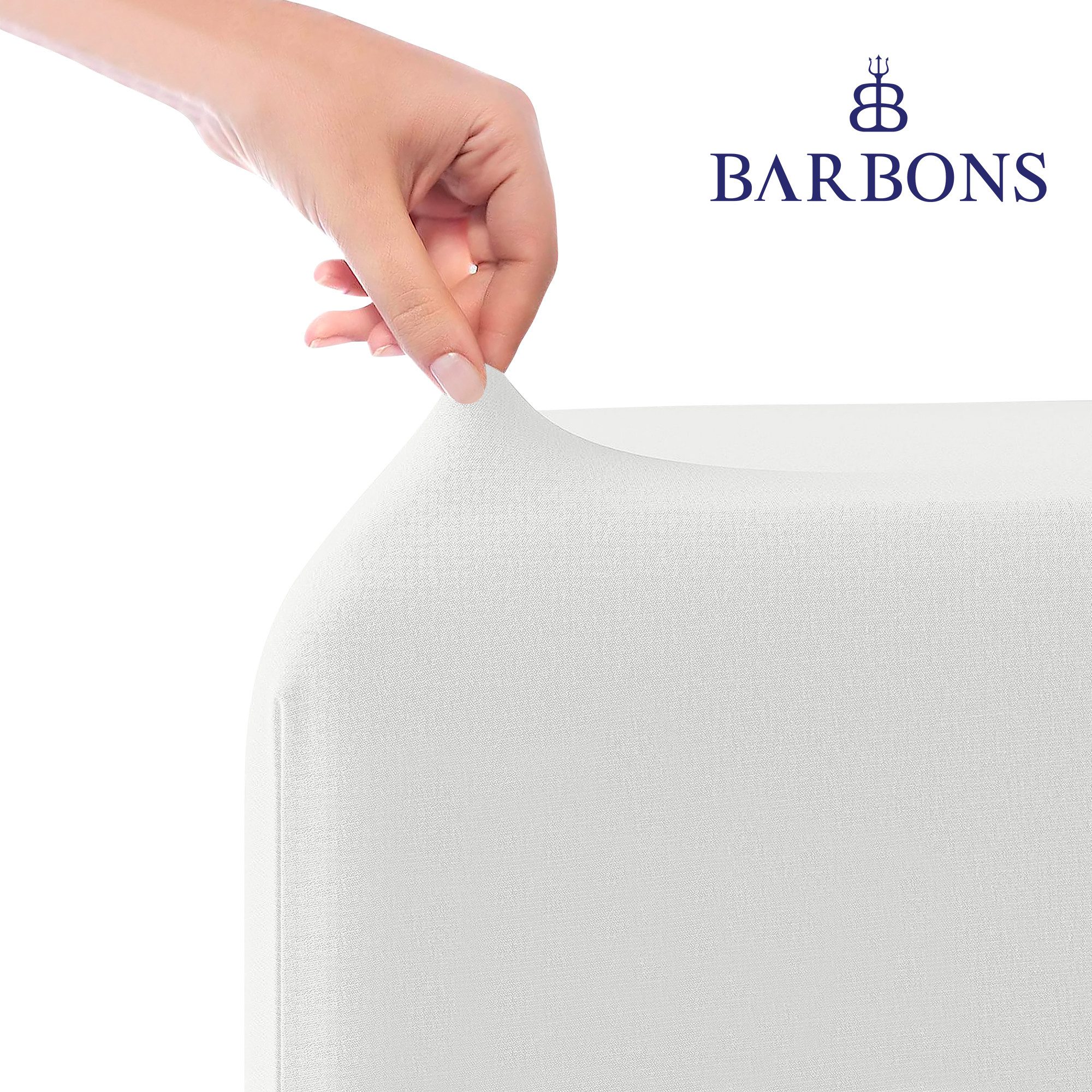 BARBONS Spannbettlaken Jersey Bettlaken, 145 g/m² Spannbetttuch, bis zu 25cm Höhe, Topper, Jersey aus 100% Baumwolle, Gummizug: rundum, (1 Stück), Rundumgummi, Atmungsaktiv