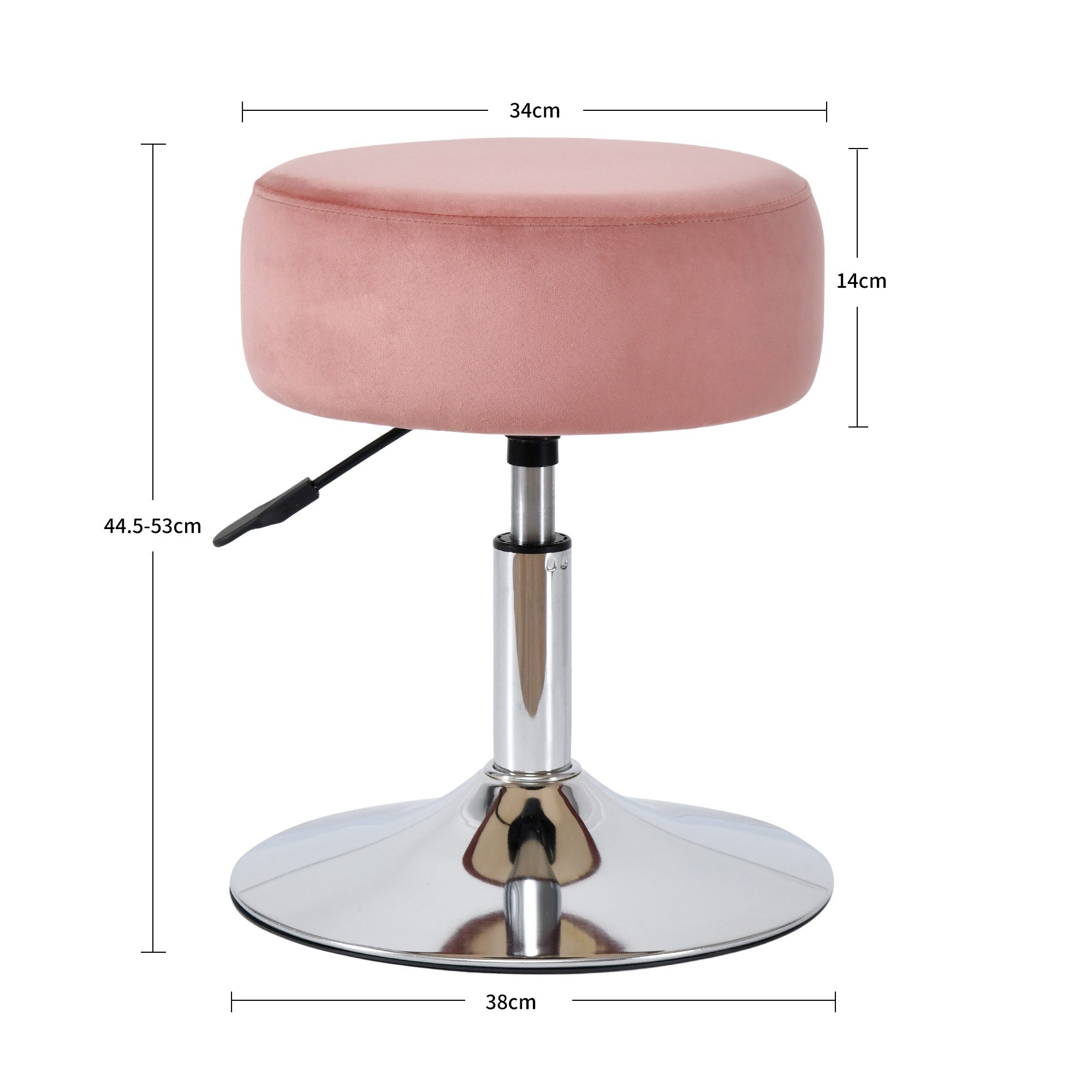 Duhome Hocker (428), Drehhocker Sitzhocker Rund Rollhocker Schminkhocker Höhenverstellbar