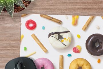 MuchoWow Gaming Mauspad Donuts, Süßigkeiten und Kekse (1-St), Mousepad mit Rutschfester Unterseite, Gaming, 40x40 cm, XXL, Großes