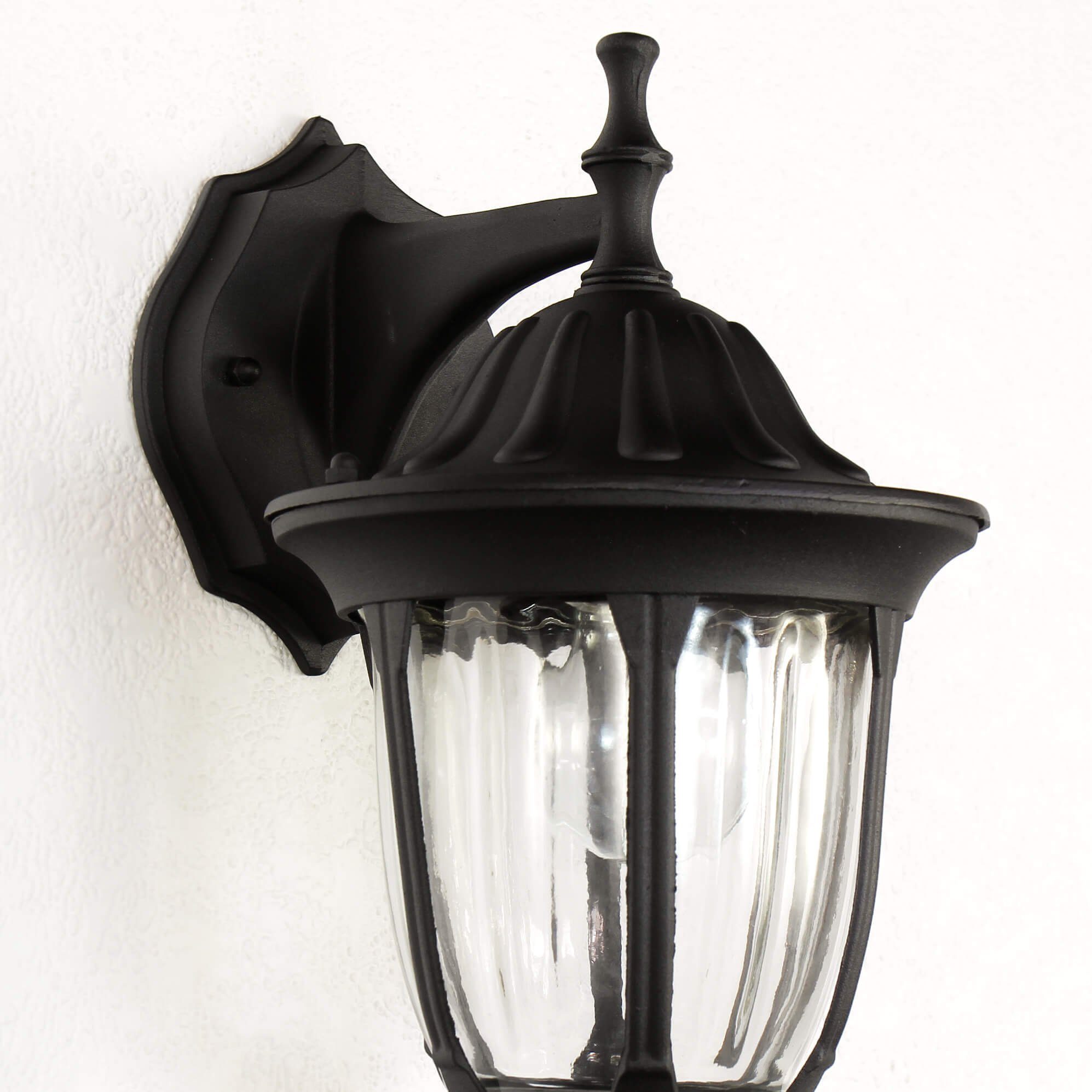 Glas Lampe Schwarz Licht-Erlebnisse rustikal AußenWandlampe Garten ohne Leuchtmittel, Balkon MILANO, Außen-Wandleuchte