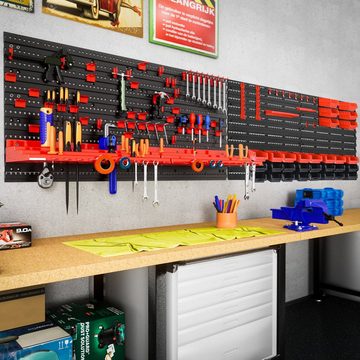 Deuba Werkzeughalter, Werkzeugwand 190x54cm 97tlg Erweiterbar Werkstatt Lochwand Stapelboxen
