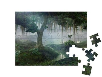 puzzleYOU Puzzle Nebliger Fantasiewald mit Teichen, 48 Puzzleteile, puzzleYOU-Kollektionen Wälder, Wald & Bäume