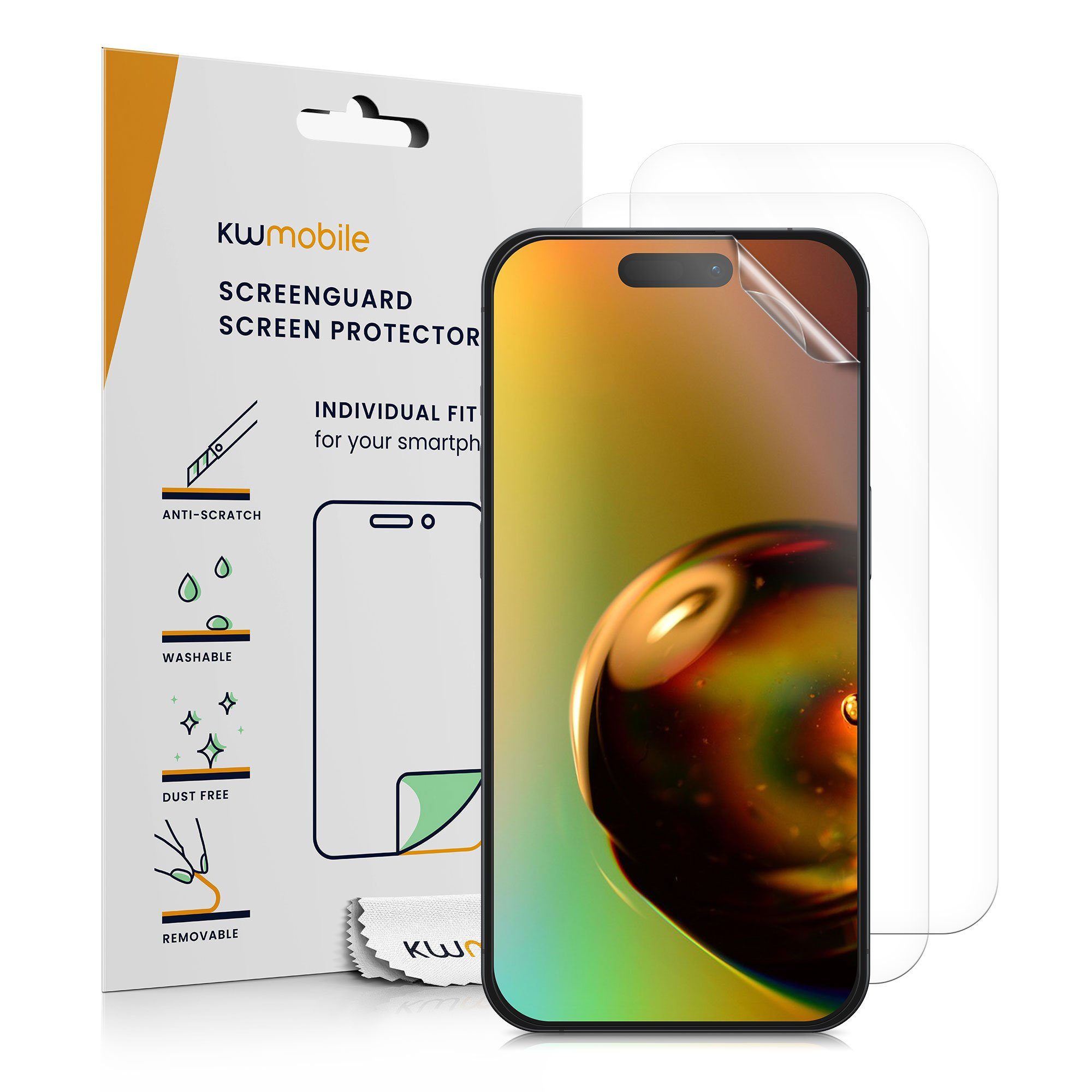 kwmobile Displayschutzfolie 3x Folie, 3 Stück, klare Displayschutzfolie Displayschutz transparent Schutzfolie