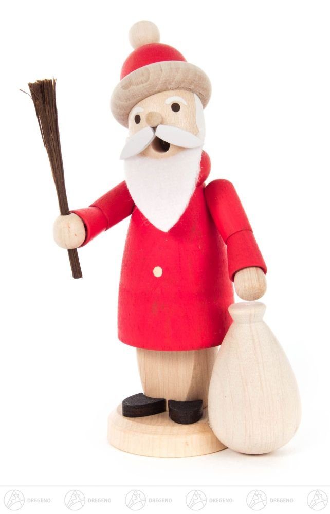 Dregeno Erzgebirge Räuchermännchen Mini-Räuchermann ini-Räuchermann Ruprecht Höhe = 115mm NEU, Räuchermann Weihnachtsmann mit Rute