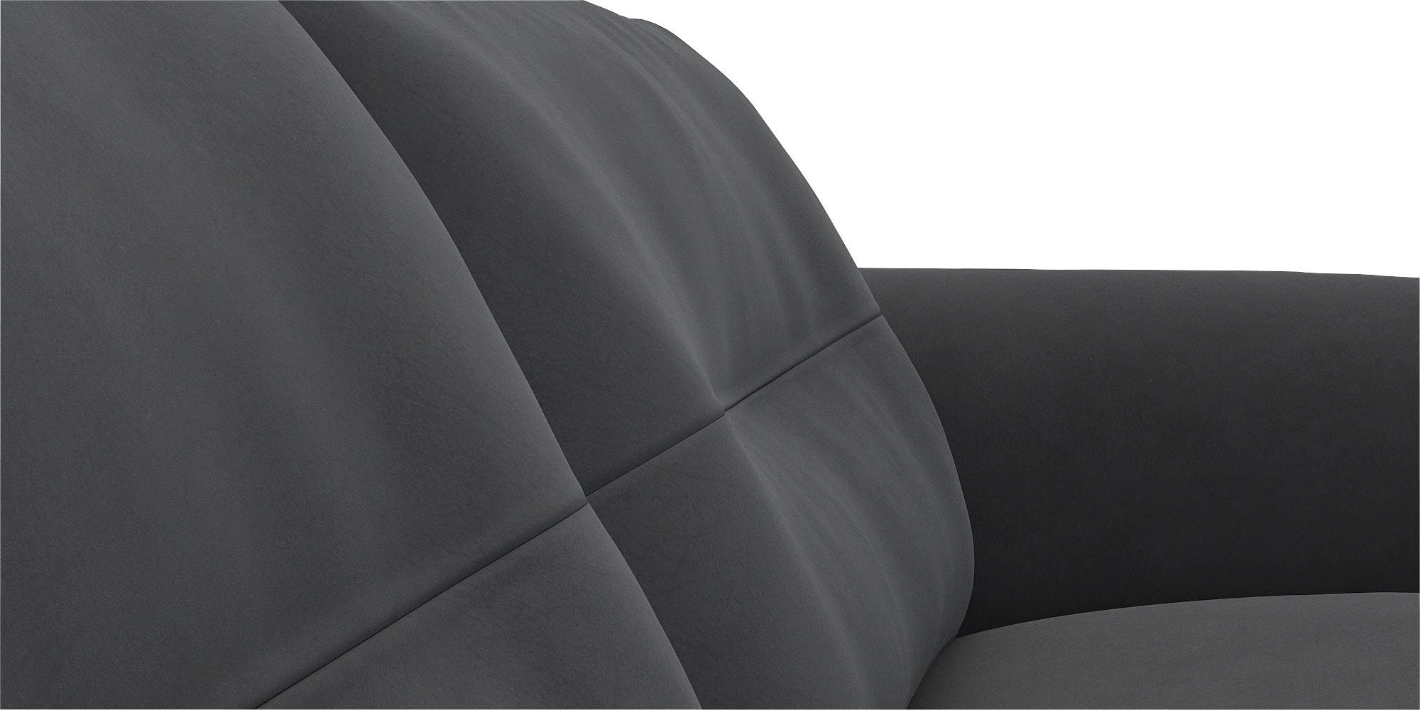 Fuß Federkern, FLEXLUX schwarz Glow, & Arml. 3-Sitzer Kaltschaum Walnuss, Premium-Sitz: