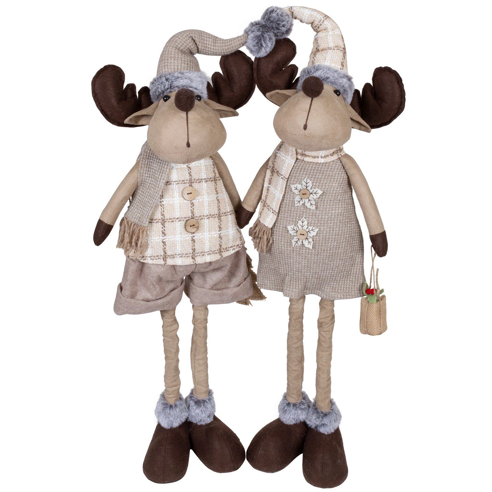 Christmas Paradise Weihnachtsfigur Elch ausziehbar 40-66cm (52-78cm), Pärchen (Deko Figuren, 2 St., im Set), Rentier, Weihnachten, braun