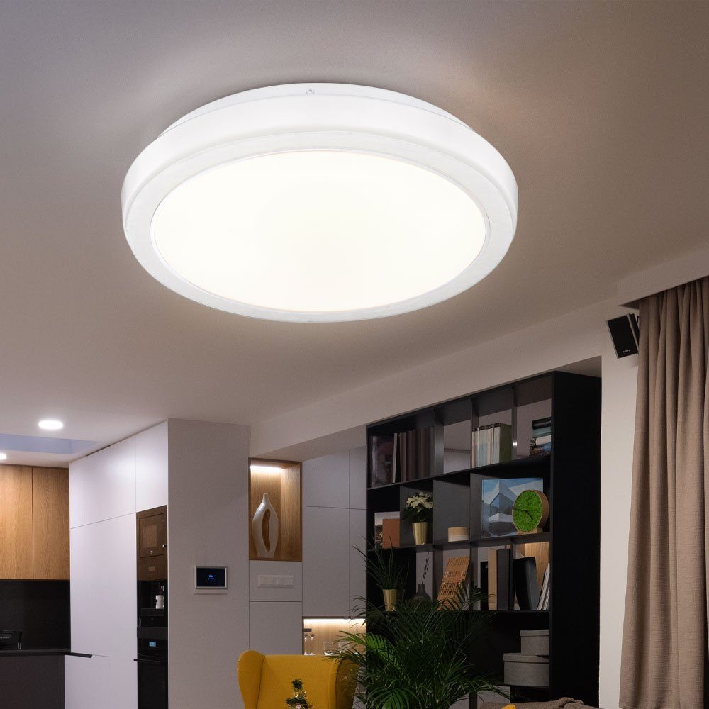 GLOBO LIGHTING LED Deckenleuchte, Leuchtmittel inklusive, Warmweiß, Deckenleuchte Deckenlampe Wohnzimmerleuchte LED weiß rund 2er Set