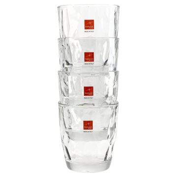 MamboCat Glas 4er Set Diamond Trinkglas 390ml D.O.F. Transparent Gin Cocktail Whisky, Glas