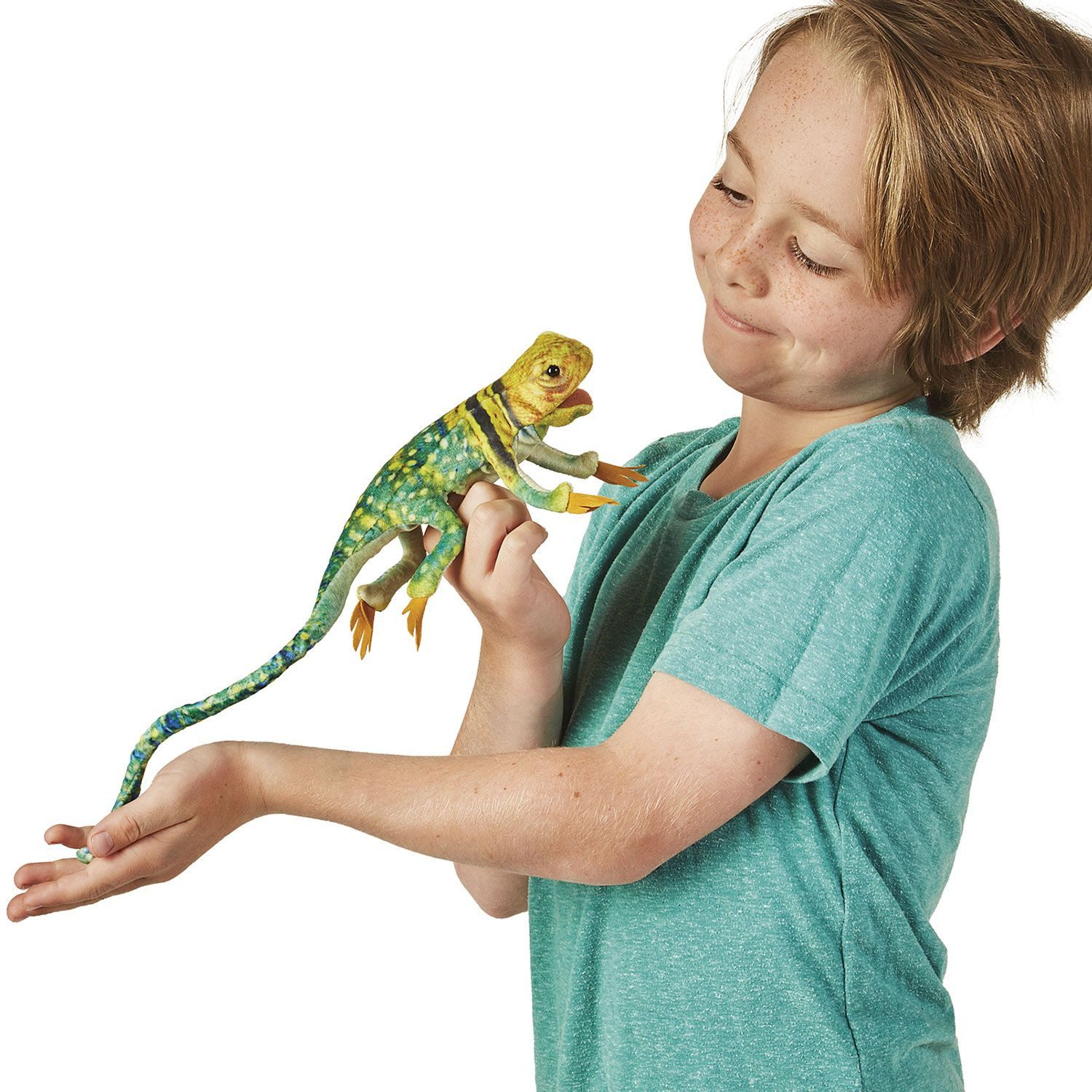 Folkmanis Handpuppen Fingerpuppe Folkmanis Fingerpuppe Mini Eidechse / Mini Collared Lizard 2798 (Packung)