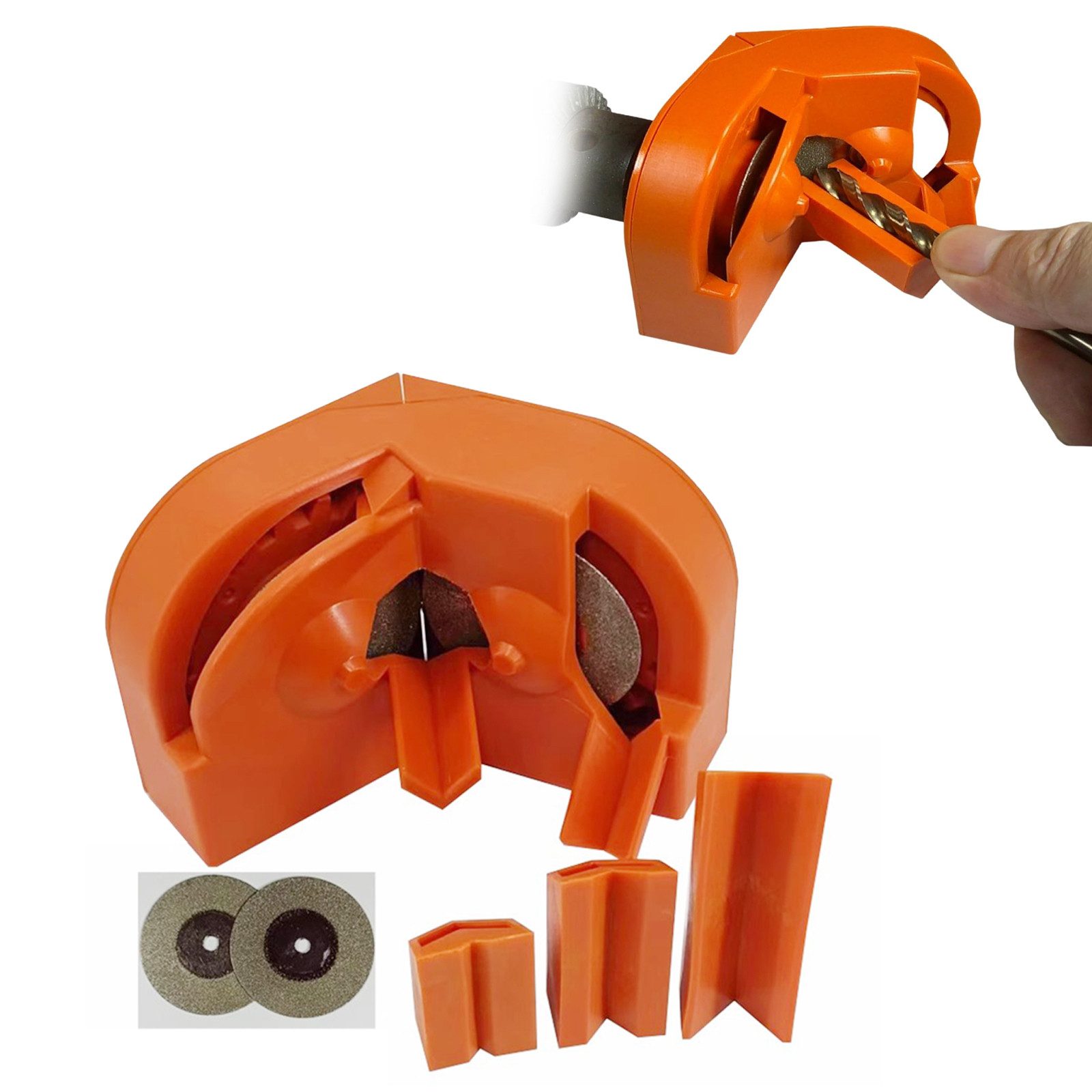 HAUSS SPOLE Bohrerschärfgerät 2 in 1 manuell Bohrer Schärfer Handbohrer/Metallbohrer Schärfer, für Stahlbohrer HSS Karbid Cobalt Keramik, (Multischleifgerät, 1-tlg., 11×7×6cm), mit 2 Diamantschleifscheiben