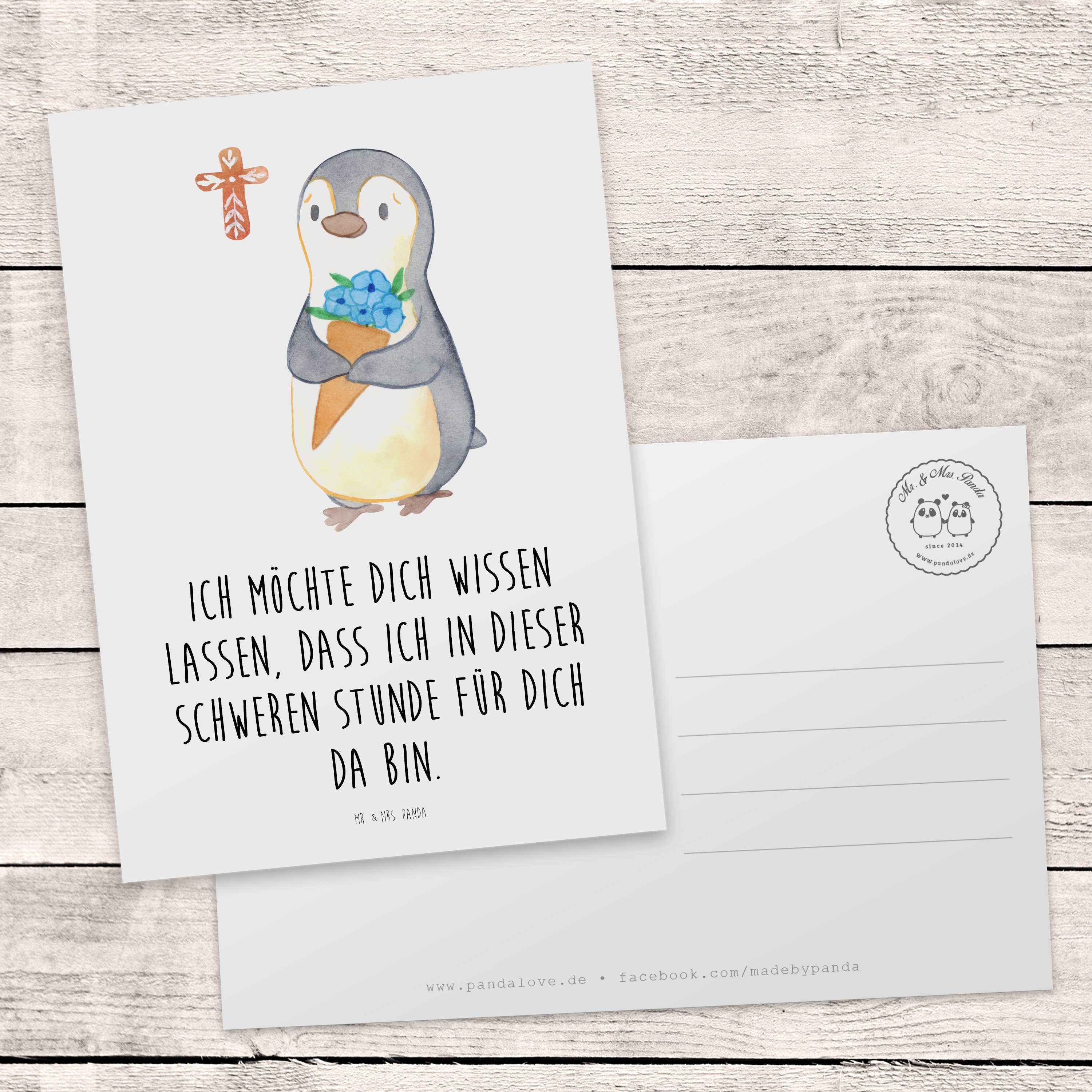 Beileidskarte Weiß - Beileid, Anteilnahme Pinguin Mrs. & Panda Beerdigung, Beilei Mr. Trauerkarte, -