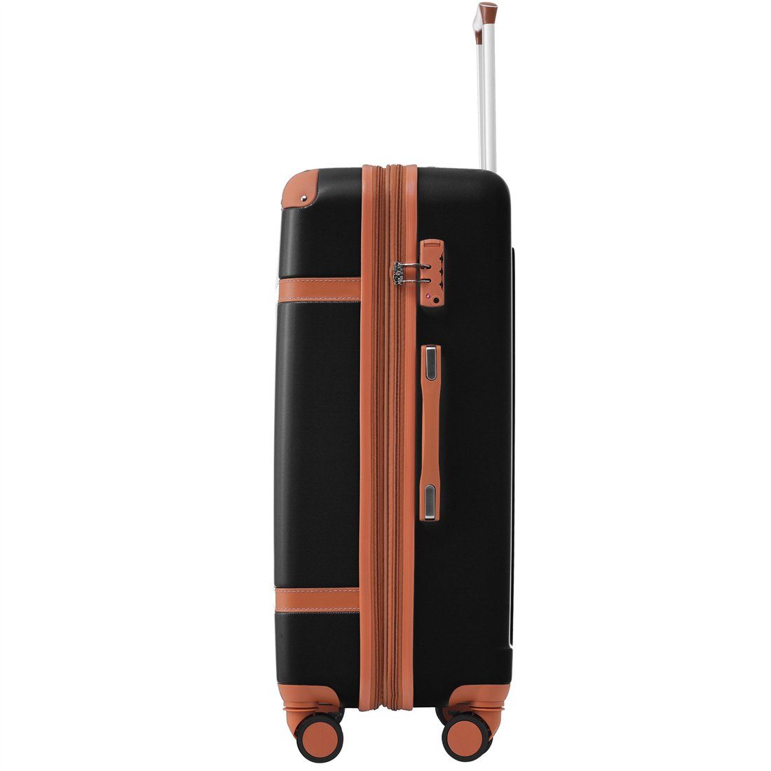 Hartschalen-Koffer, Rollen, Reisekoffer, DÖRÖY 4 Koffer Handgepäck schwarz+braun
