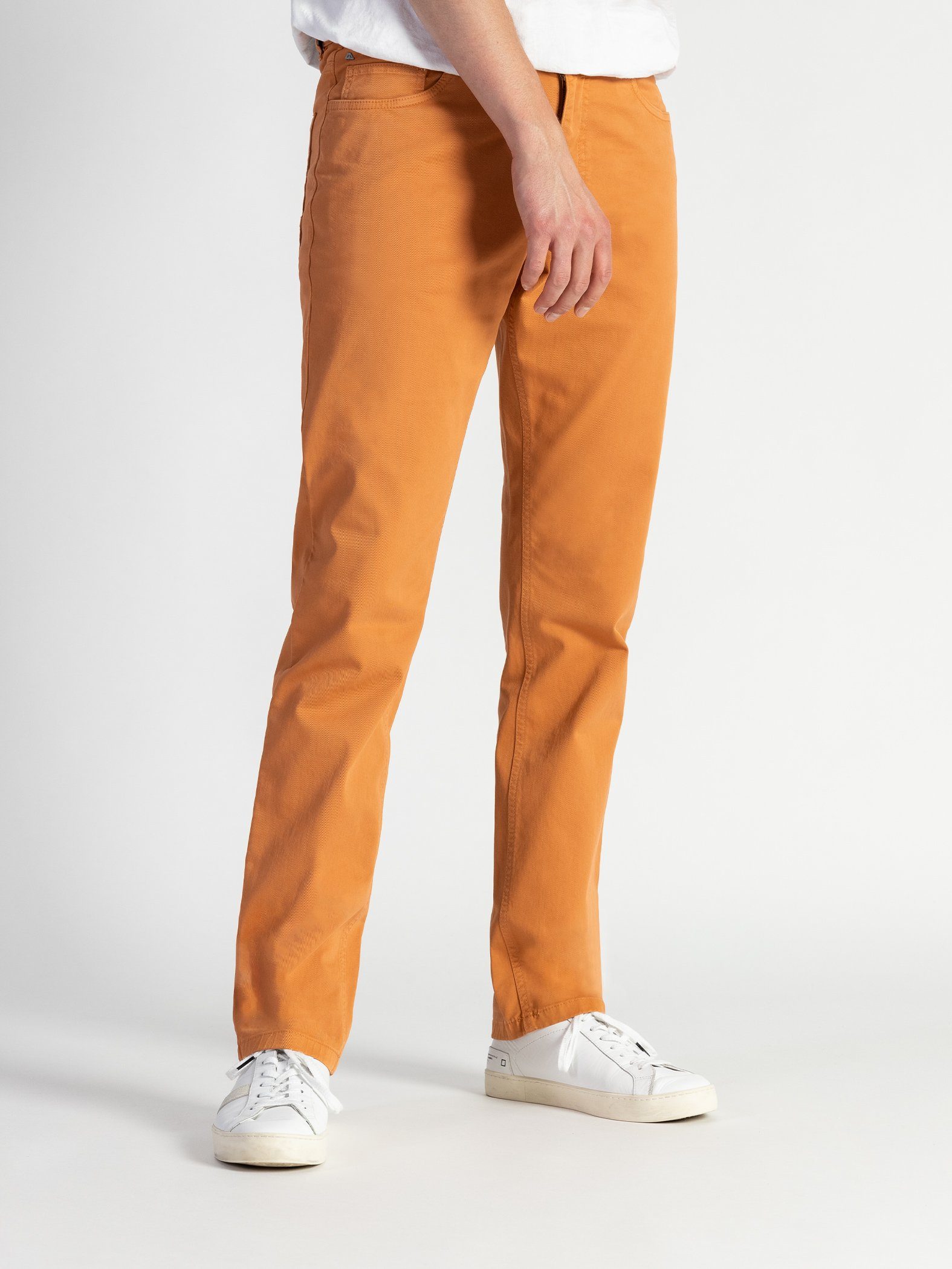 TwoMates Stoffhose 5-Pocket mit elastischem Bund, Farbauswahl, GOTS-zertifiziert Orange