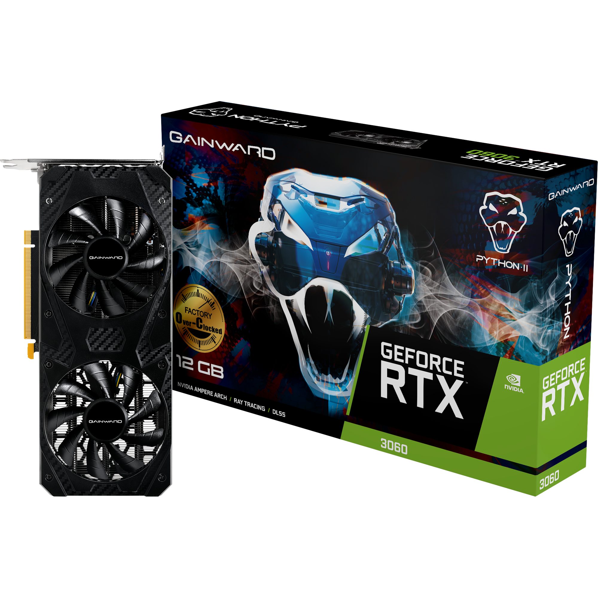 Gainward Gainward GeForce RTX 3060 Python II OC, Grafikkarte, (3x DisplayPort Grafikkarte (12 GB, 3x DisplayPort, 1x HDMI 2.1)