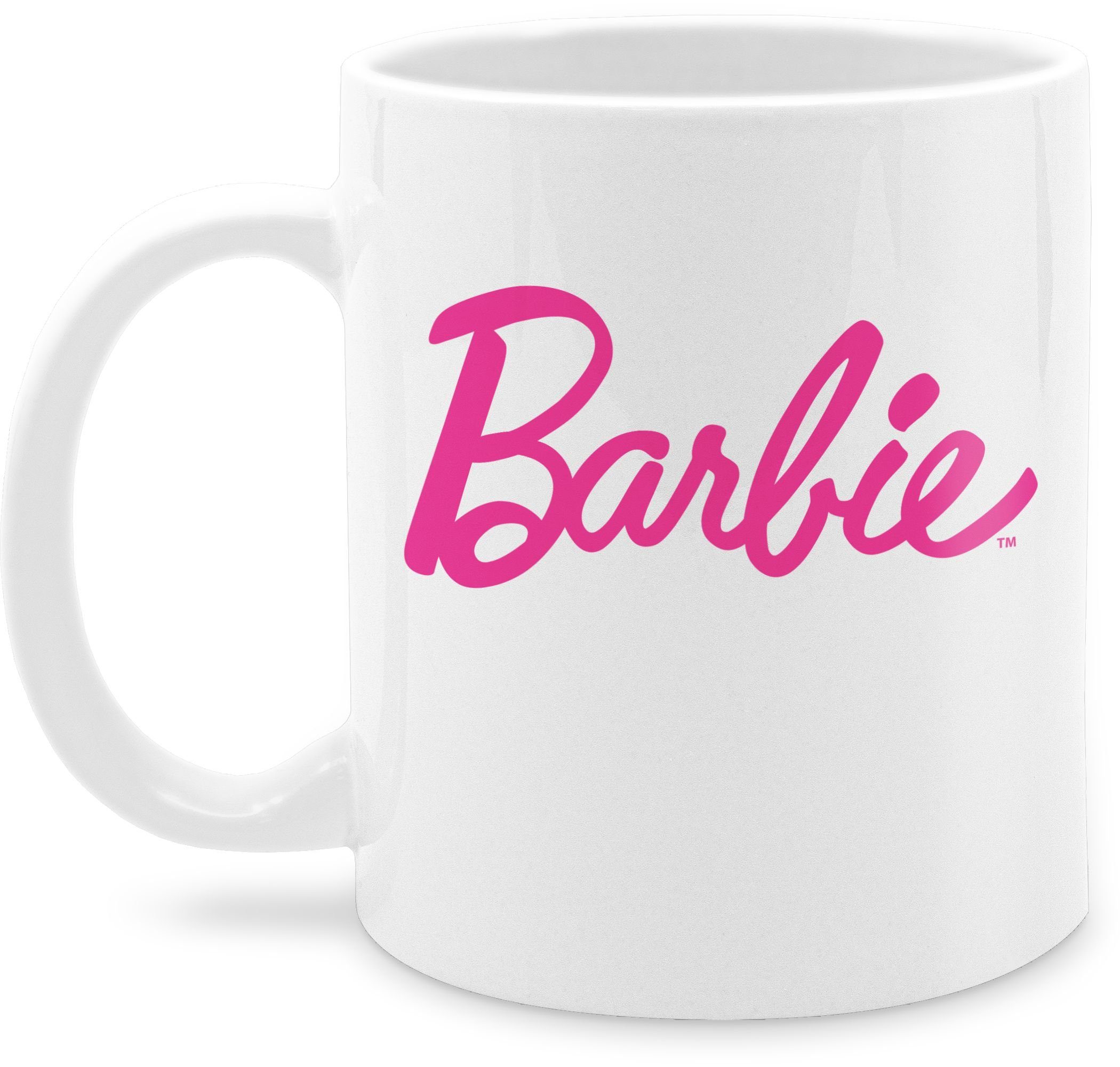 Logo Tasse Schriftzug, 3 Tasse Keramik, Weiß Shirtracer Barbie Barbie