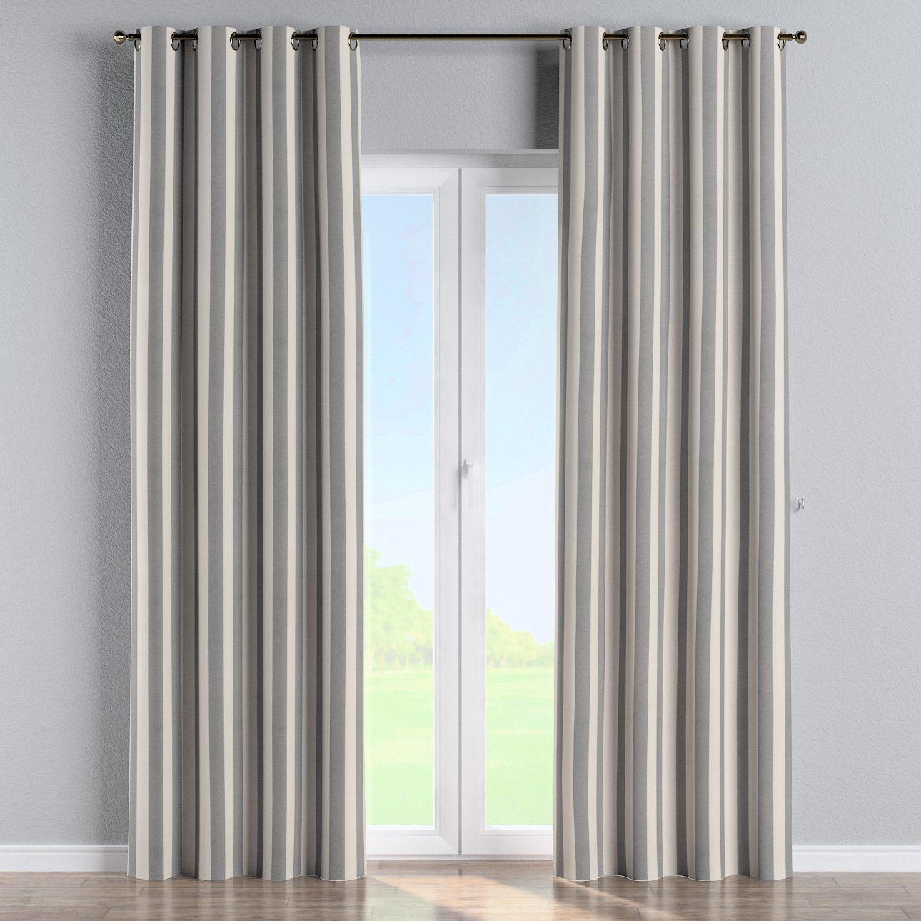 Vorhang Ösenschal 60x100 cm, Quadro, weiß-grau Dekoria