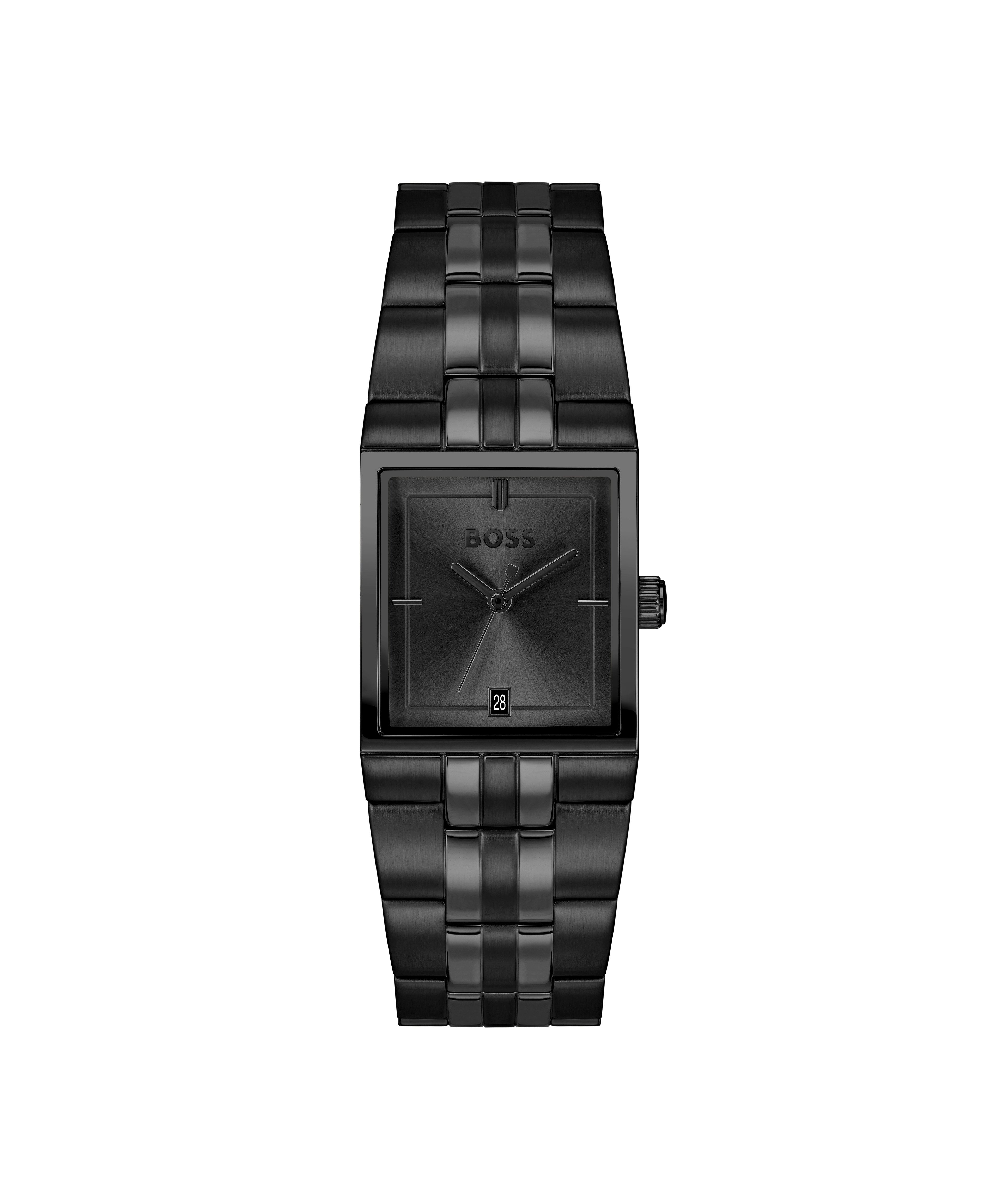 BOSS Quarzuhr STRIVO 1514333, Armbanduhr, Damenuhr, Herrenuhr, Edelstahlarmband, analog, Tag