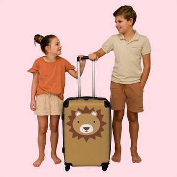 NoBoringSuitcases.com© Koffer Tierporträt - Löwe - Braun 67x43x25cm, 4 Rollen, Mittelgroßer Koffer für Kinder, Trolley