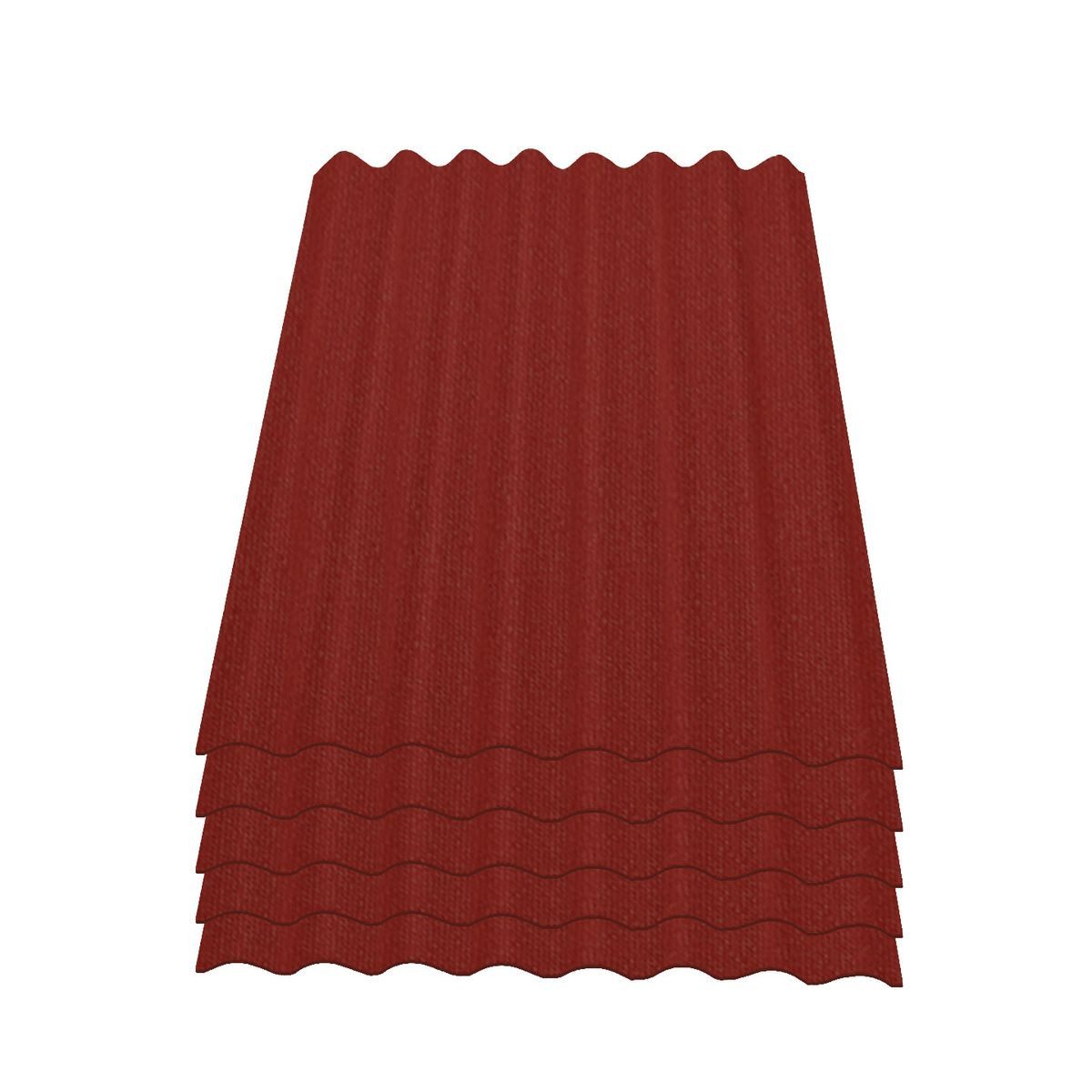 Onduline Dachpappe 5er Pack Dachplatte Easyline® Wellplatte Gartenhaus, Farbe: rot, wellig, 3.8 m² pro Paket, (5-St), Größe: 1000 x 760 x 2,6 mm, Profil: 95/38