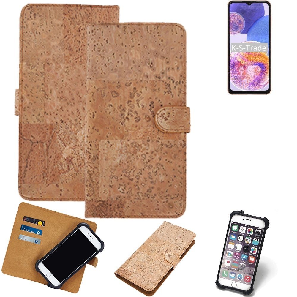 K-S-Trade Handyhülle für Samsung Galaxy A23, Hülle - Kork Handyhülle Cover - Schutzhülle TPU Case Bumper in