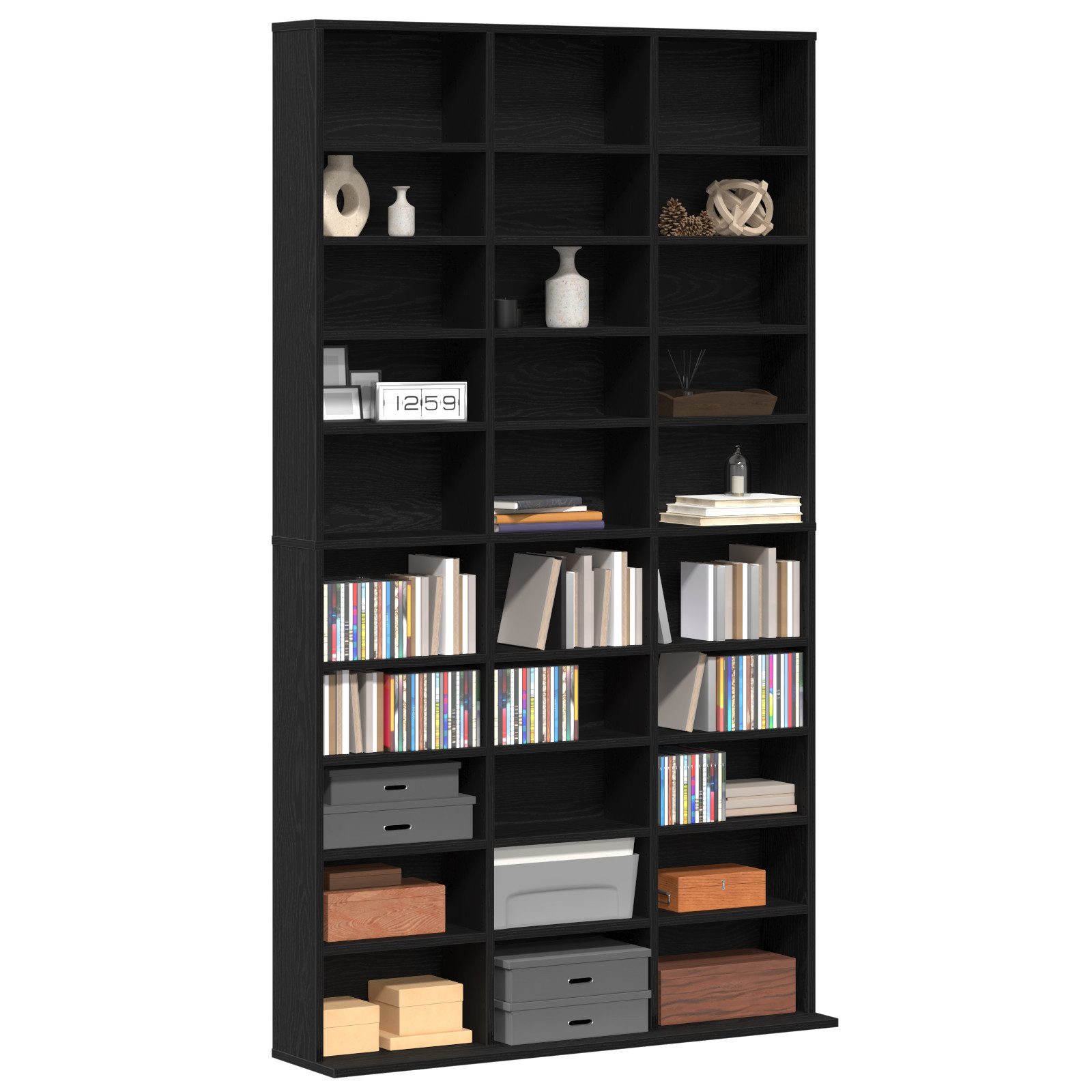 vidaXL CD-Regal CD-Regal Schwarz Eiche 101x23x177,5 günstig online kaufen