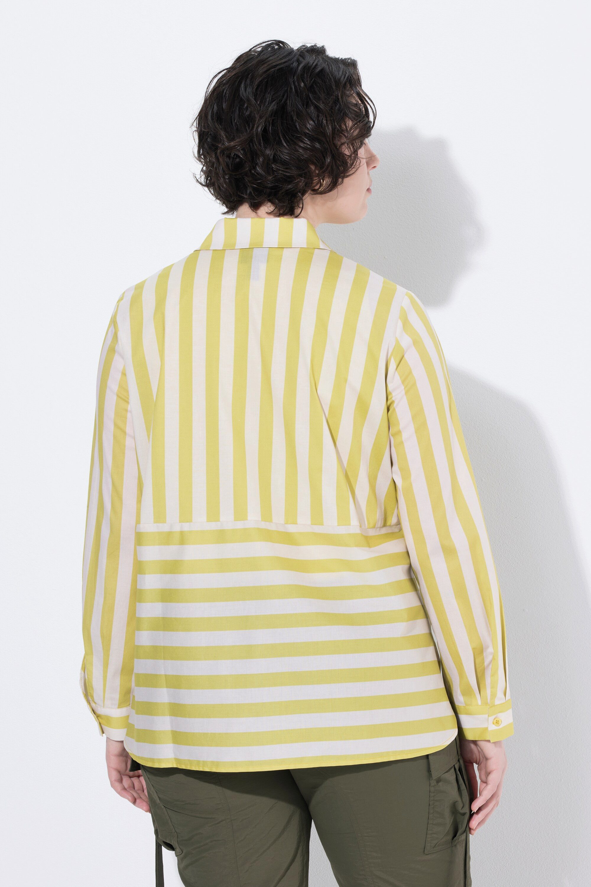 Ulla Popken Hemdbluse Bluse Streifen A-Linie Hemdkragen Langarm