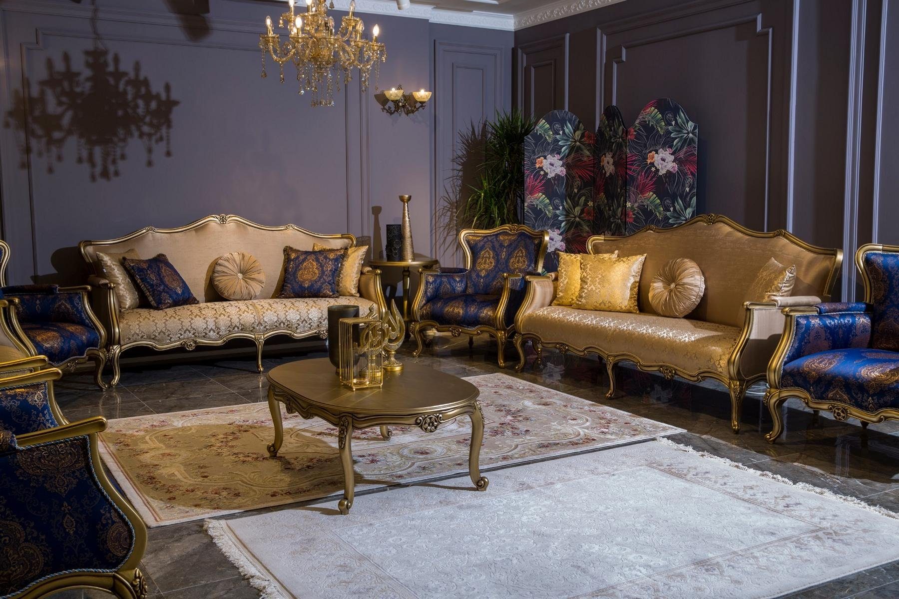 JVmoebel Wohnzimmer-Set, Klassische Sofagarnitur 3+3+1+1 Sitzer Luxus Garnitur Sofa