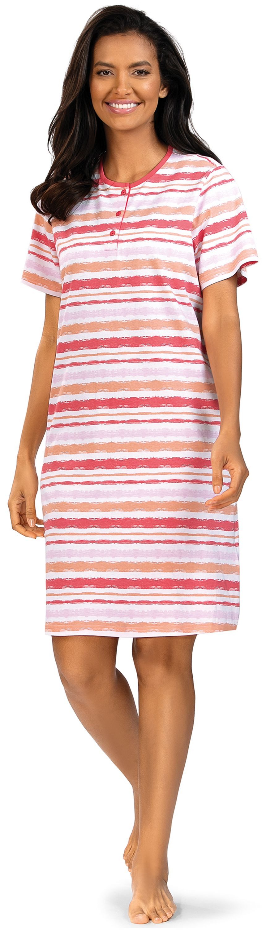 comtessa Nachthemd Dreamy breeze (Set, 1-tlg., 1-teilig) Damen Sleepshirt ca.100cm Schlafshirt geknöpft Baumwolle große Größen