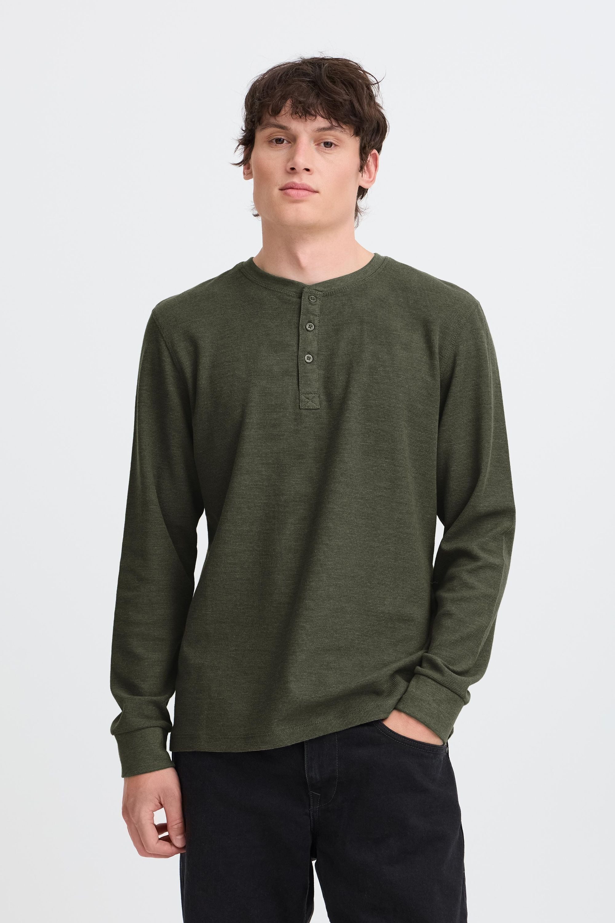 Blend Langarmshirt BHBhnoble Klassisches Langarmshirt mit Rundhalsausschnitt und Knopfleiste