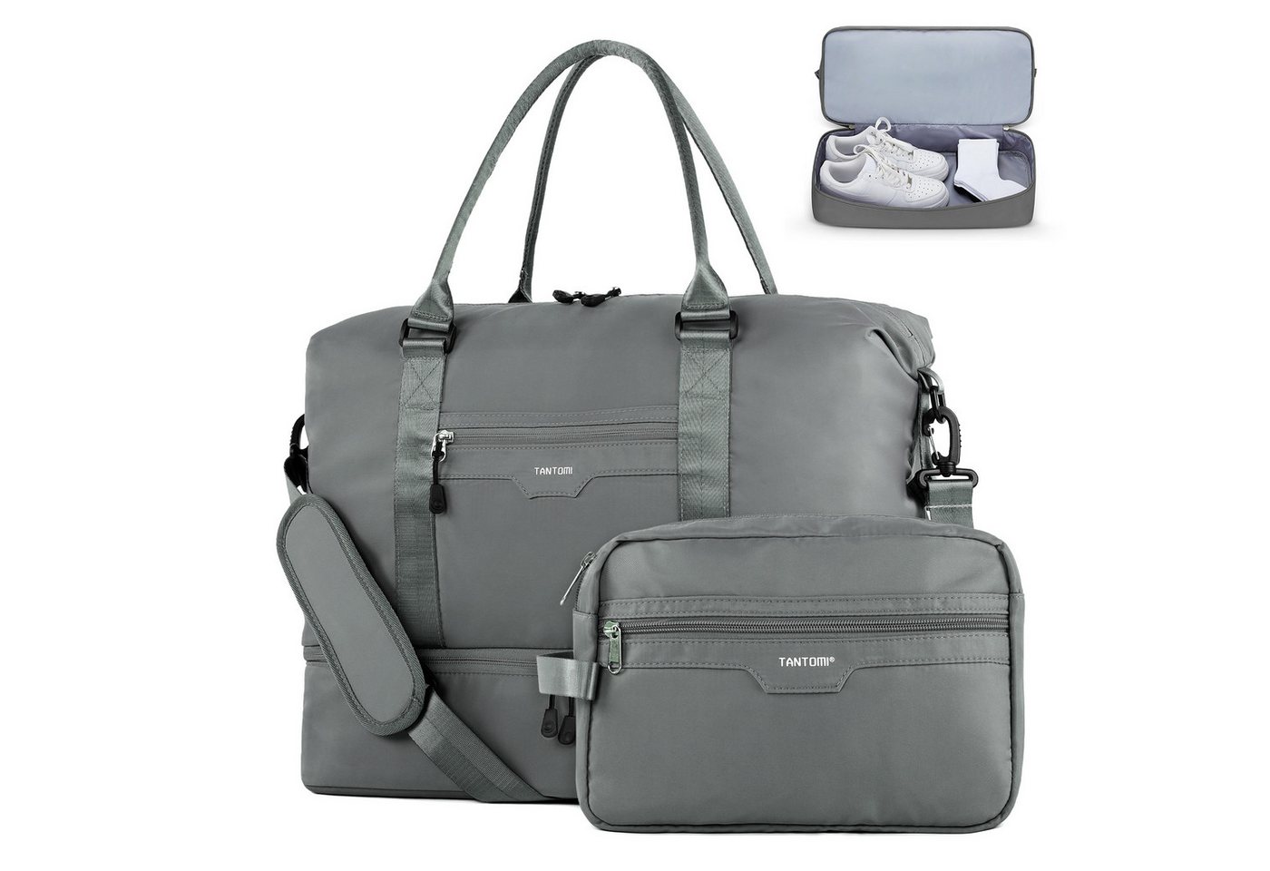 TANTOMI Reisetasche Erweiterbares Reisetasche mit Schuhfach & Kulturbeutel (46x23x32 Handgepäck), Nassfach, Wasserdicht Travel Bag Fitnesstasche Trainingstasche