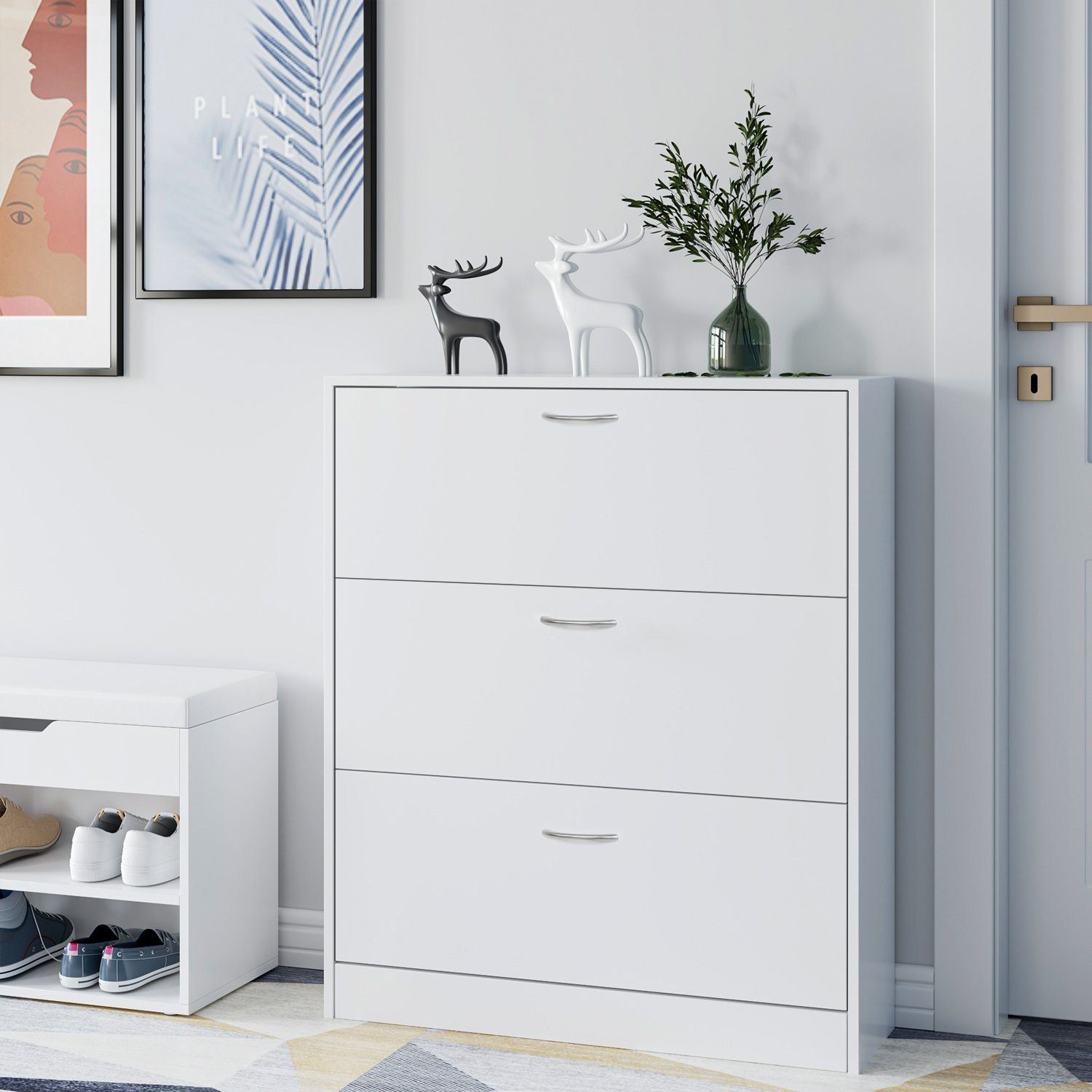 Homfa Schuhschrank (1-St) Schuhregal mit 3 günstig online kaufen