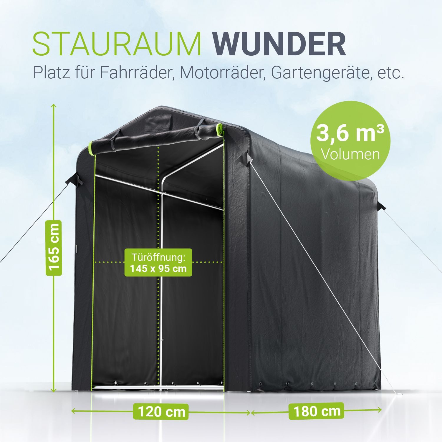 Juskys Gerätezelt, Wetterfest, inkl. Befestigungsmaterial, Stecksystem, mit Fenster