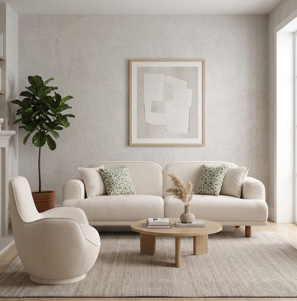 Xlmoebel Polstergarnitur 3-Sitzer Sofa Sessel Beige Wohnzimmer Stil modern komfortabel, (2-tlg., 2-tlg)