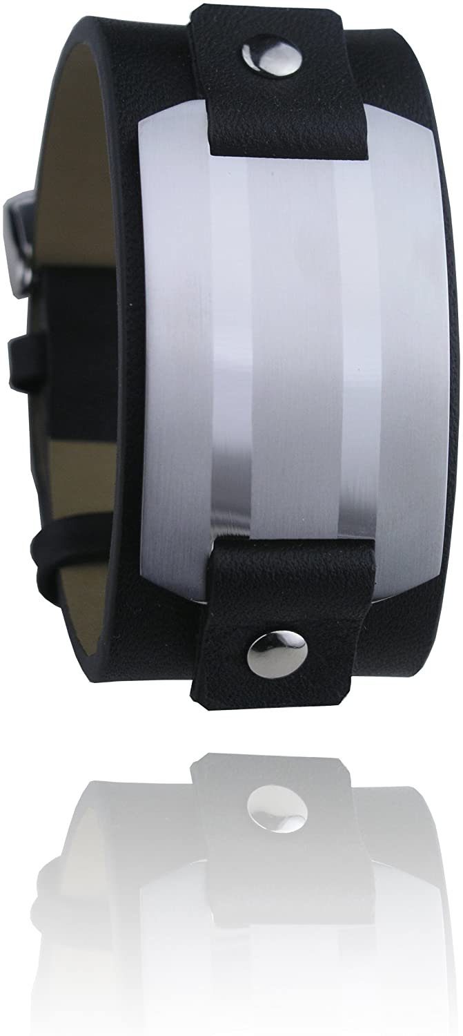 Karisma Lederarmband Karisma Leder Armband Schwarz Mit Edelstahl Platte Breite 30mm, - Männerschmuck