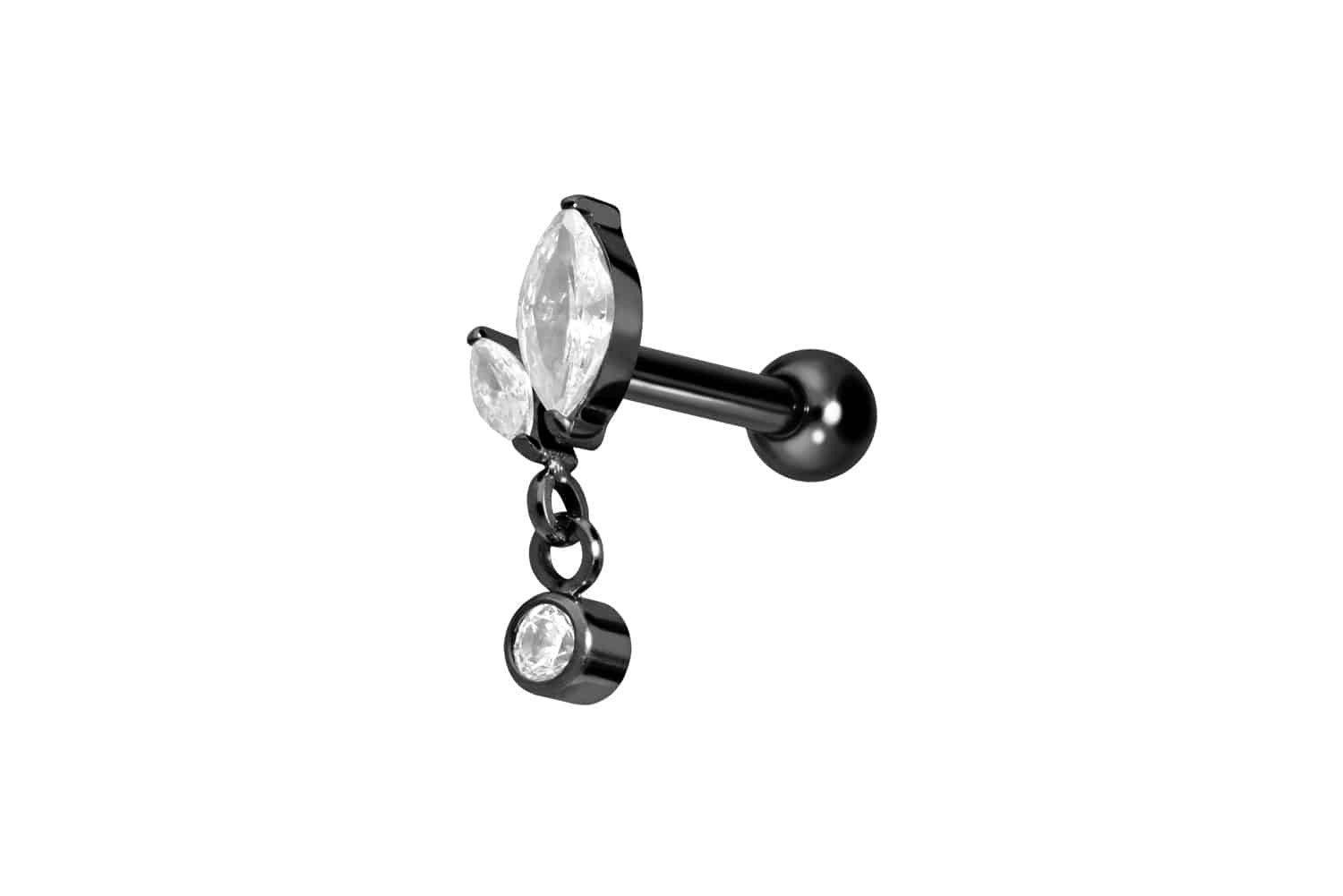 Piercing-Set Titan Ohrpiercing mit Innengewinde KNOSPE + KRISTALL