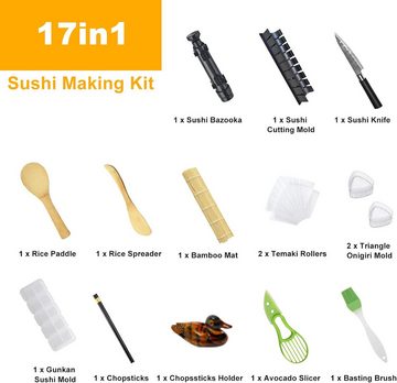 Vivitar Sushi-Roller Sushi DIY-Set: 17-teiliges Sushi Maker Kit mit Sushi Bazooka, (17-tlg), 5 Verschiedene Sushi Werkzeuge & Zubehör - Sushi-Maker-Set
