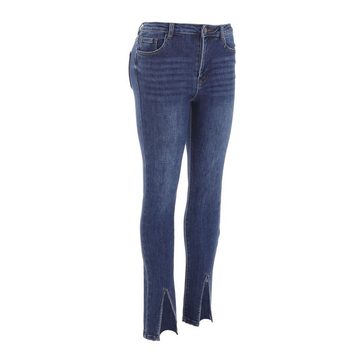 Ital-Design Skinny-fit-Jeans Damen Freizeit Used-Look Stretch High Waist Jeans in Blau