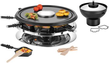 Unold Raclette und Fondue-Set Multi 4 in 1 - 48726, 8 Raclettepfännchen, 1300 W