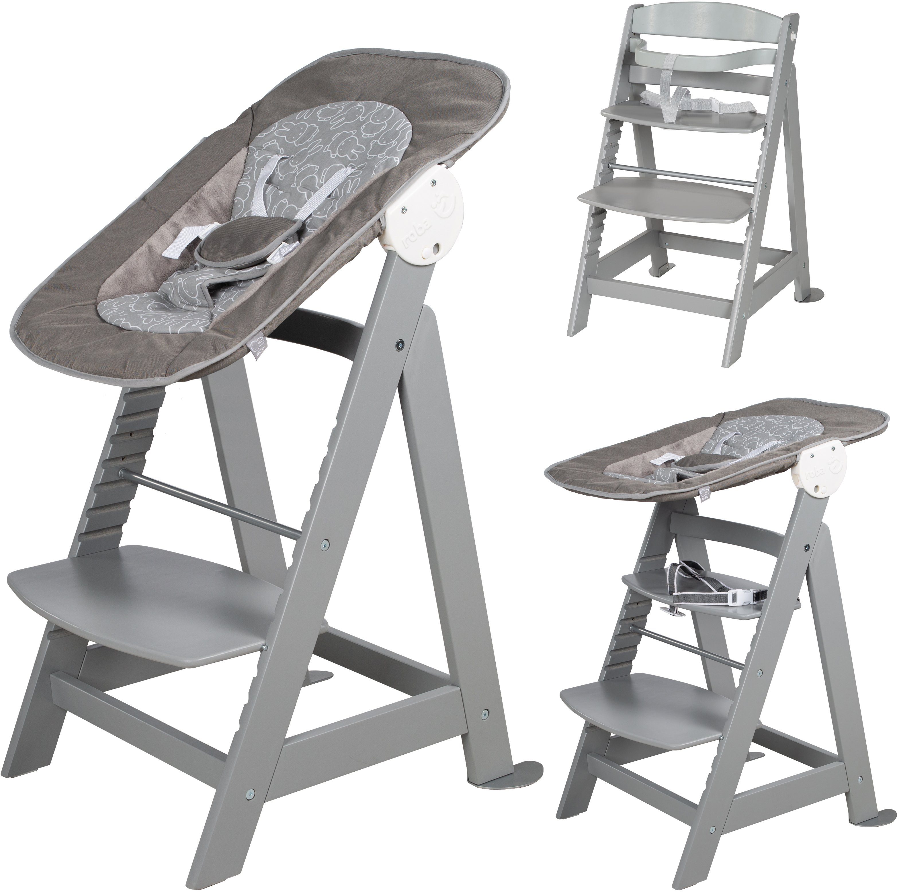 roba® Hochstuhl Treppenhochstuhl 2-in-1 Set miffy®, Born Up, mit Neugeborenen-Aufsatz