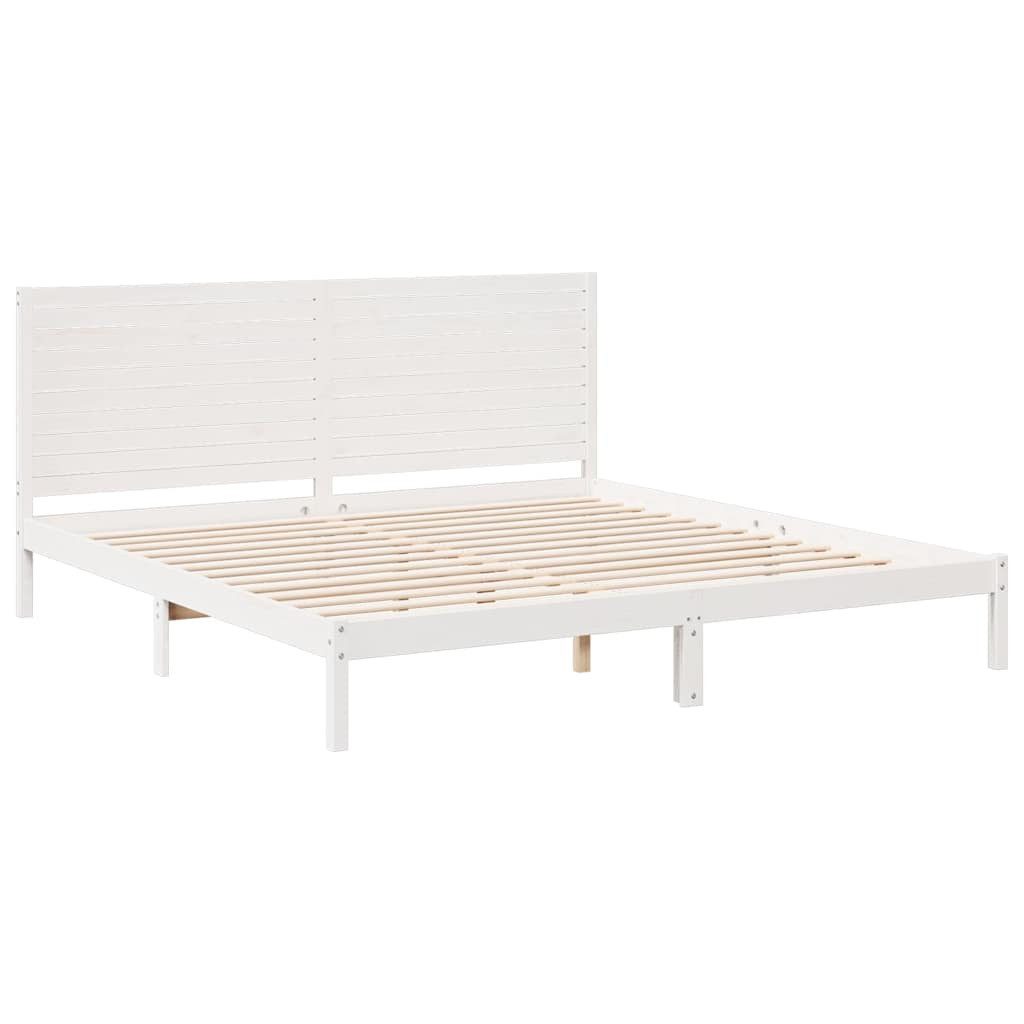 vidaXL Bett Massivholzbett Extra Lang ohne Matratze Weiß 200x220 cm
