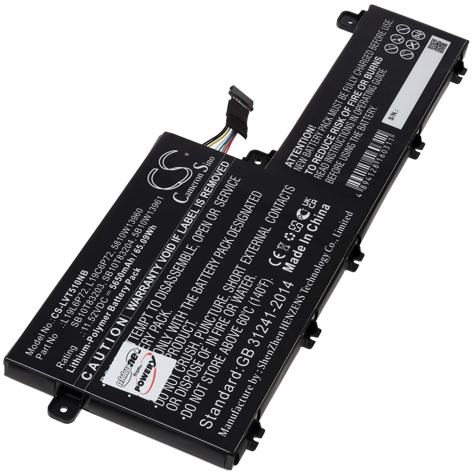 Powery Akku für Lenovo Typ L19L6P72 Laptop-Akku 5650 mAh (11.52 V)